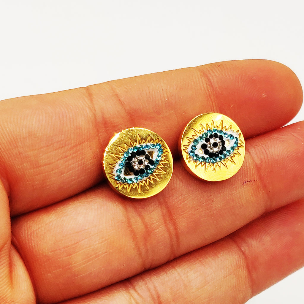 Boucles d'oreilles Mi Maille Mi Cristaux Oeil Luxe