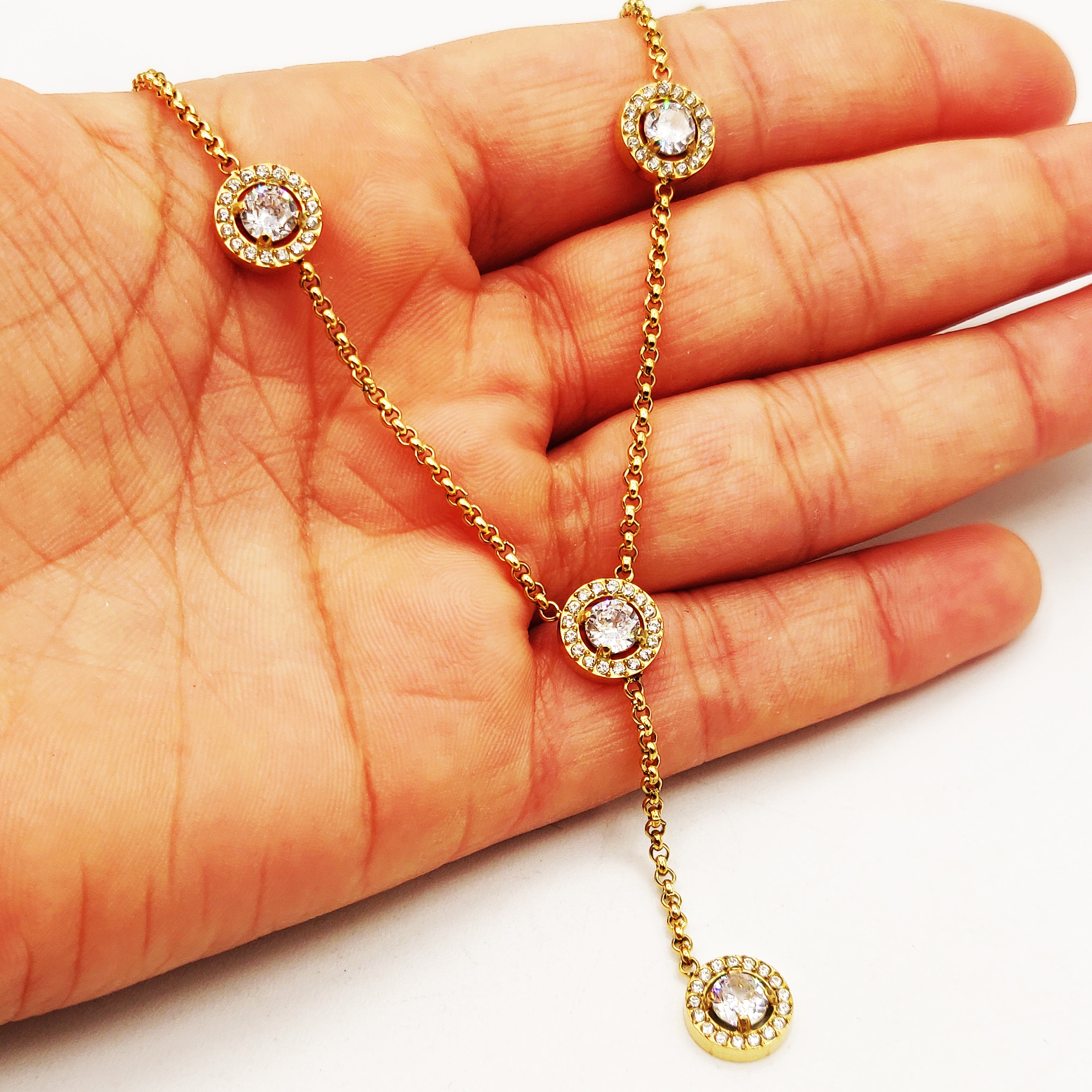 Collier Maillons Multi Cercles Cristaux