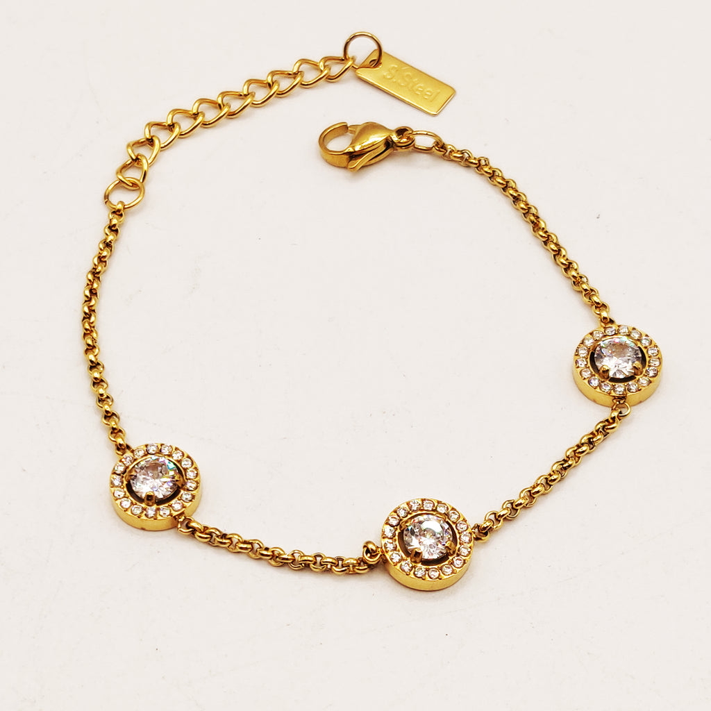 Bracelet Maillons Multi Cercles Cristaux