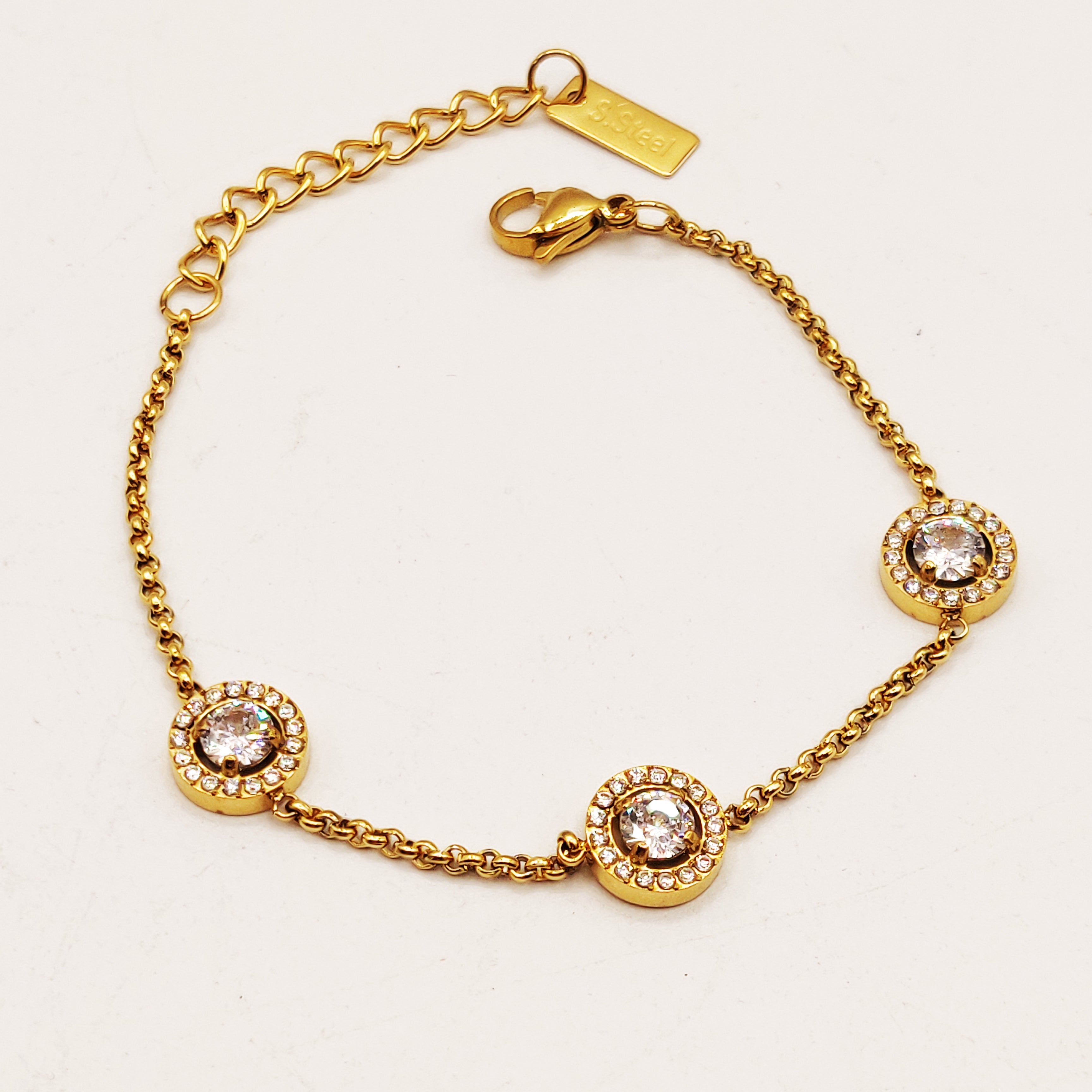 Bracelet Maillons Multi Cercles Cristaux