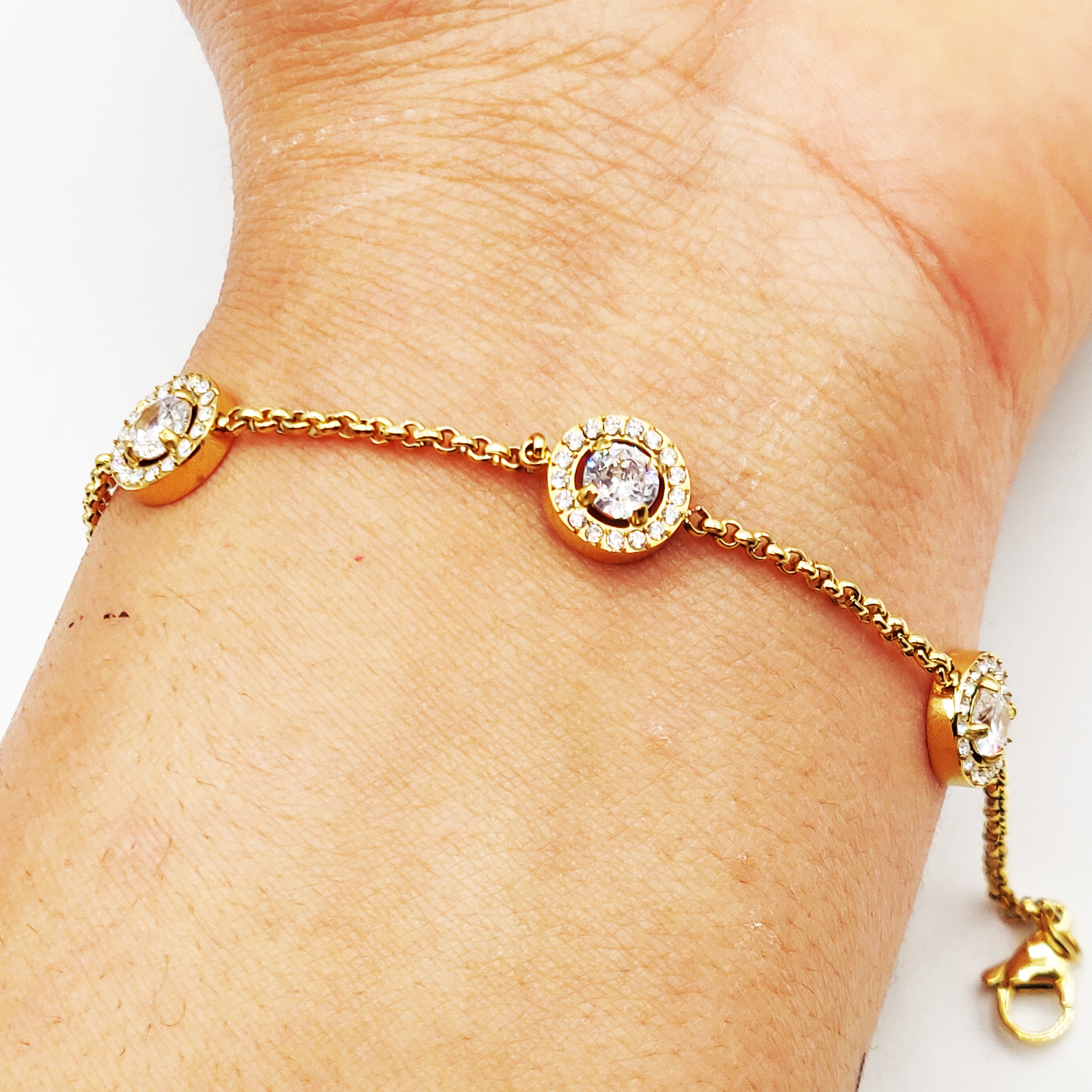 Bracelet Maillons Multi Cercles Cristaux