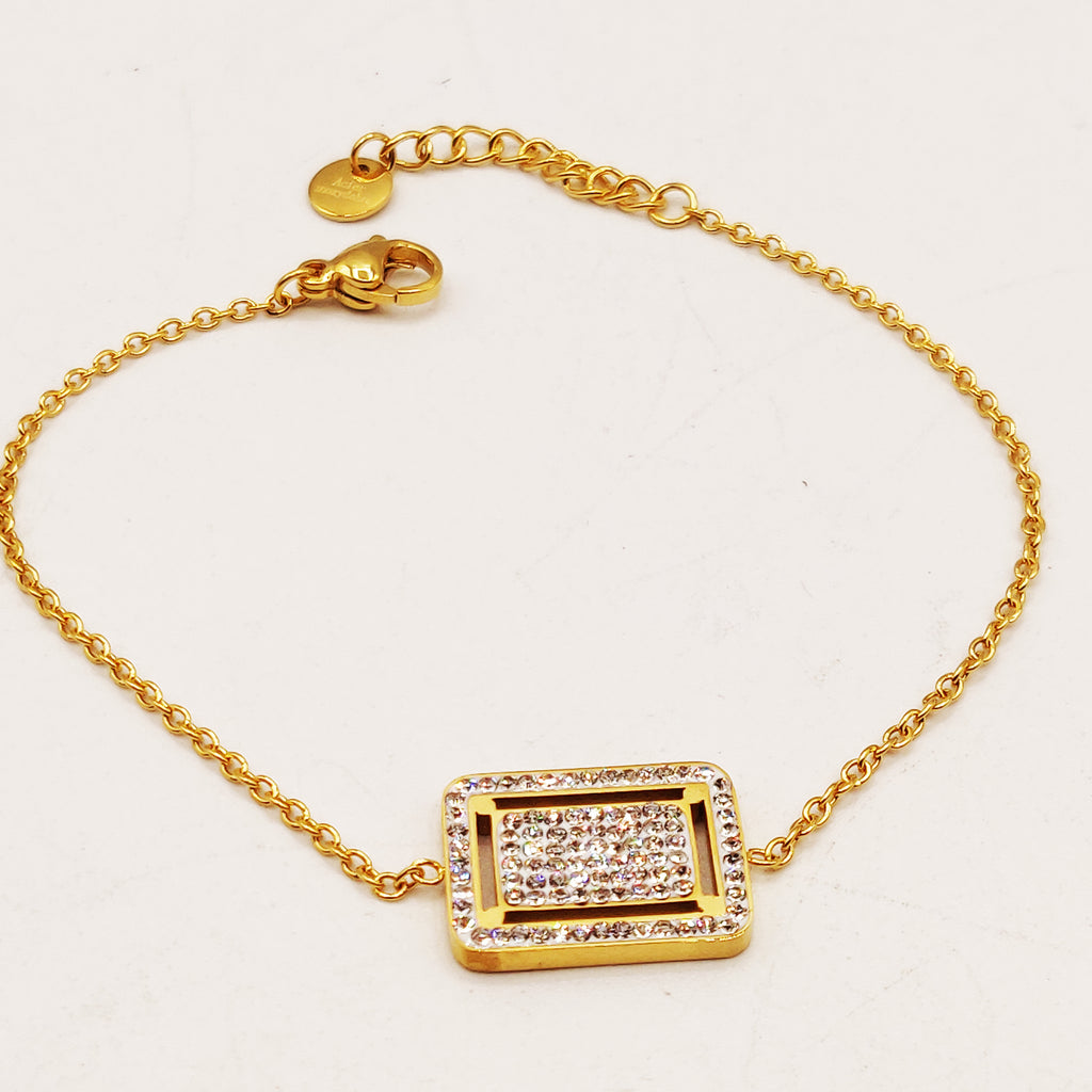 Bracelet Double Restangle Cristaux