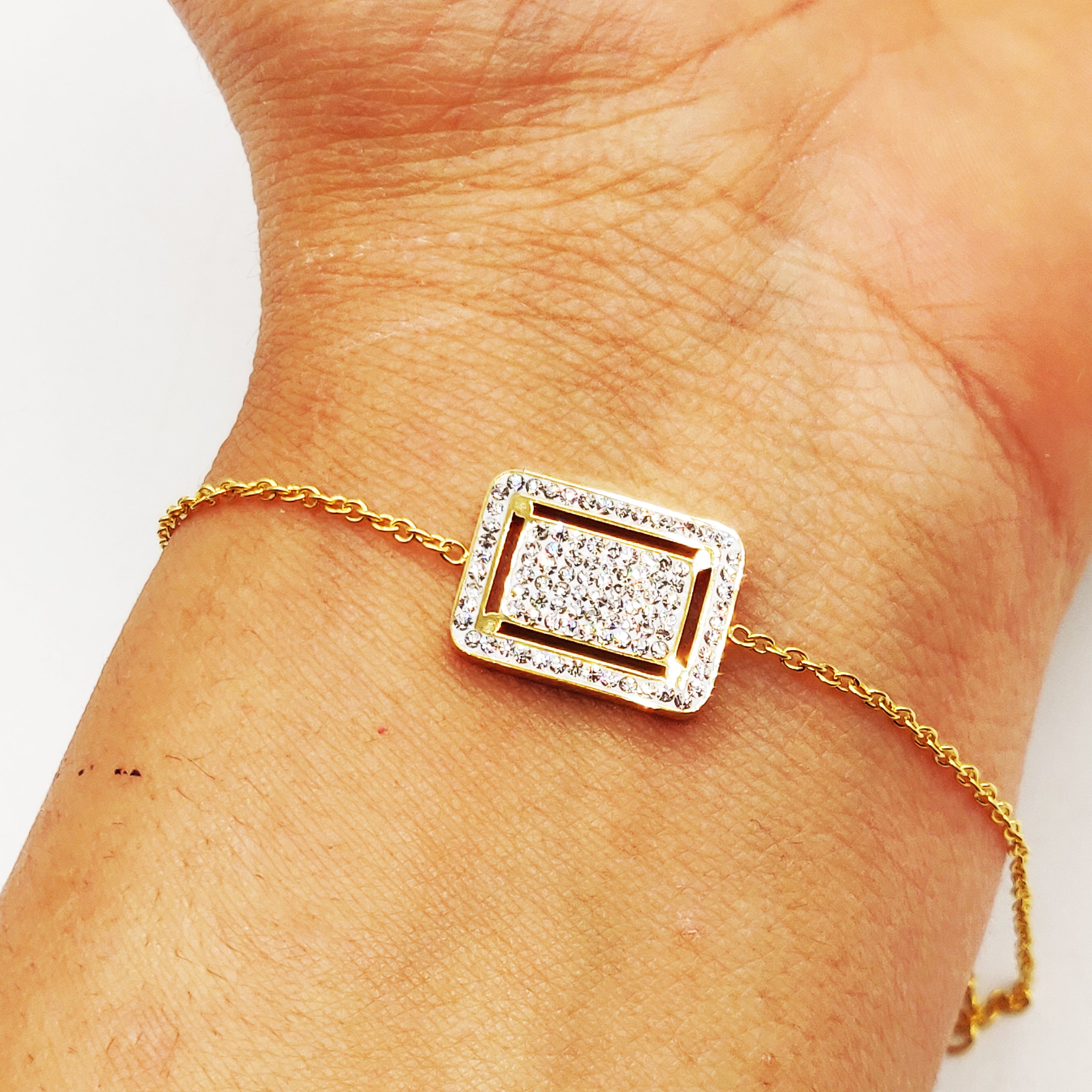 Bracelet Double Restangle Cristaux