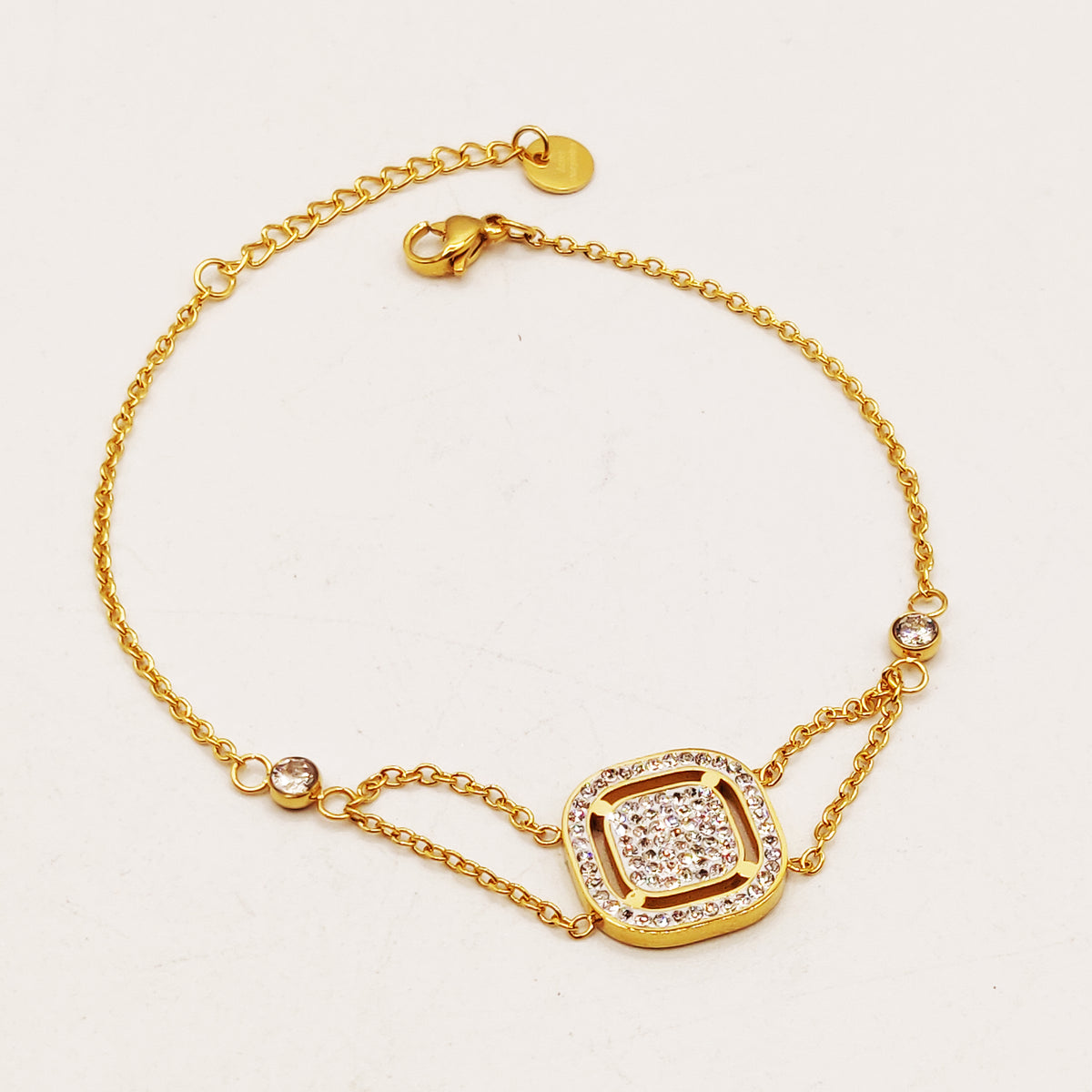 Bracelet Double Carré Cristaux