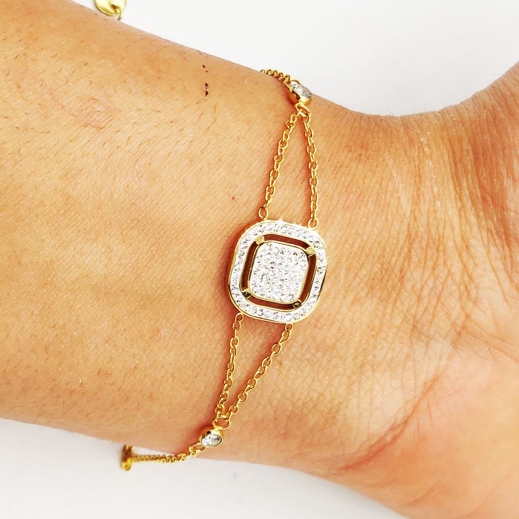 Bracelet Double Carré Cristaux