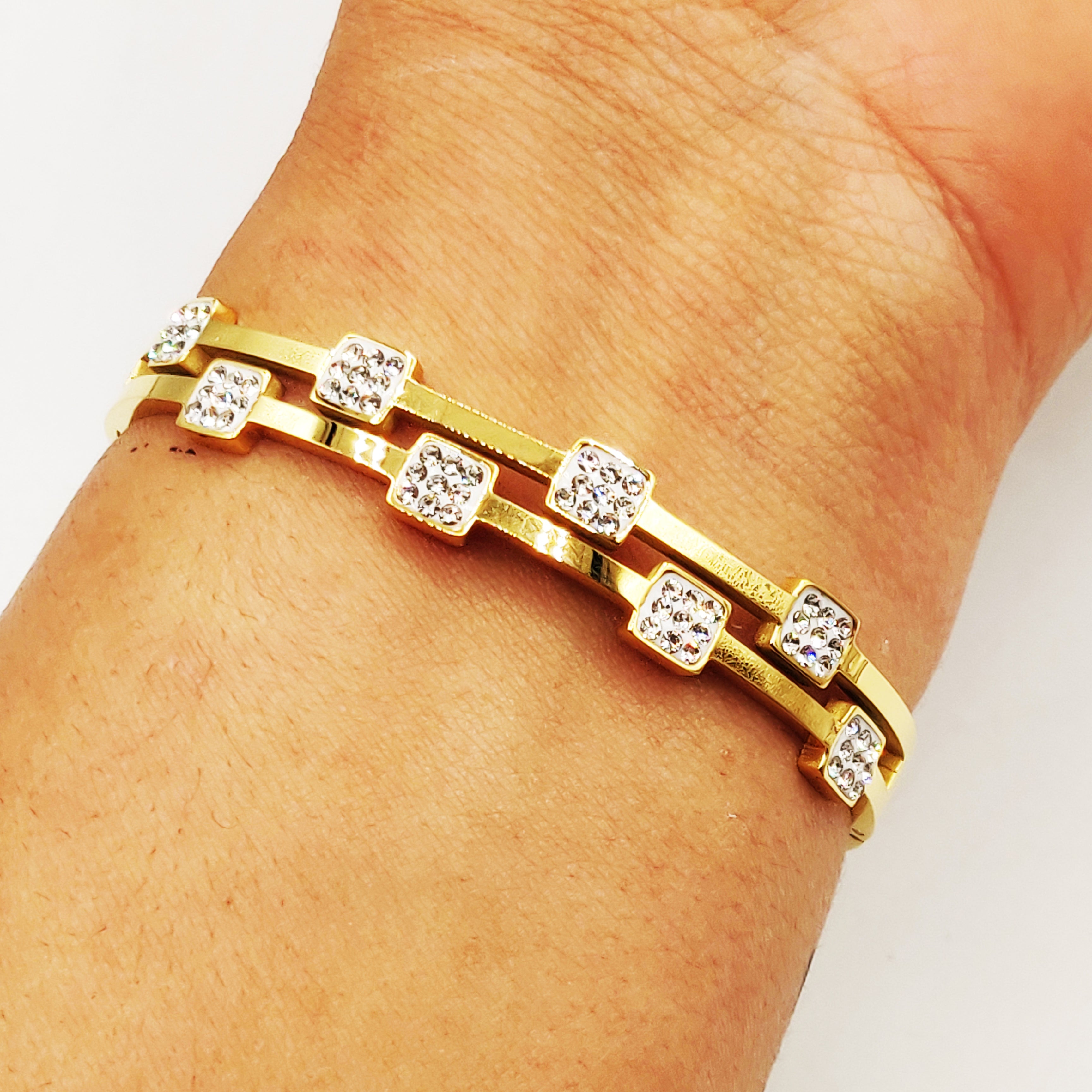 Bracelet Rigide Multi Carrés Cristaux