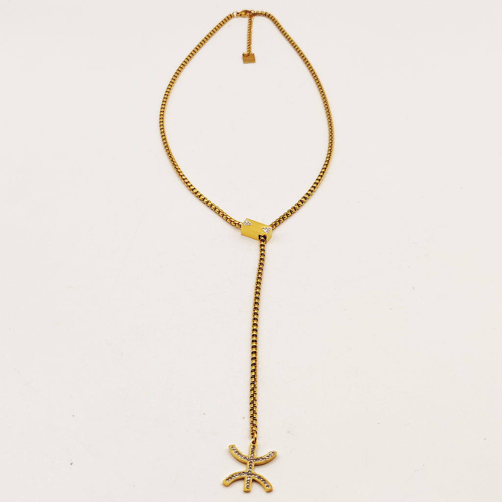 Collier Chaîne Arrondie Amazigh Cristaux Descendant