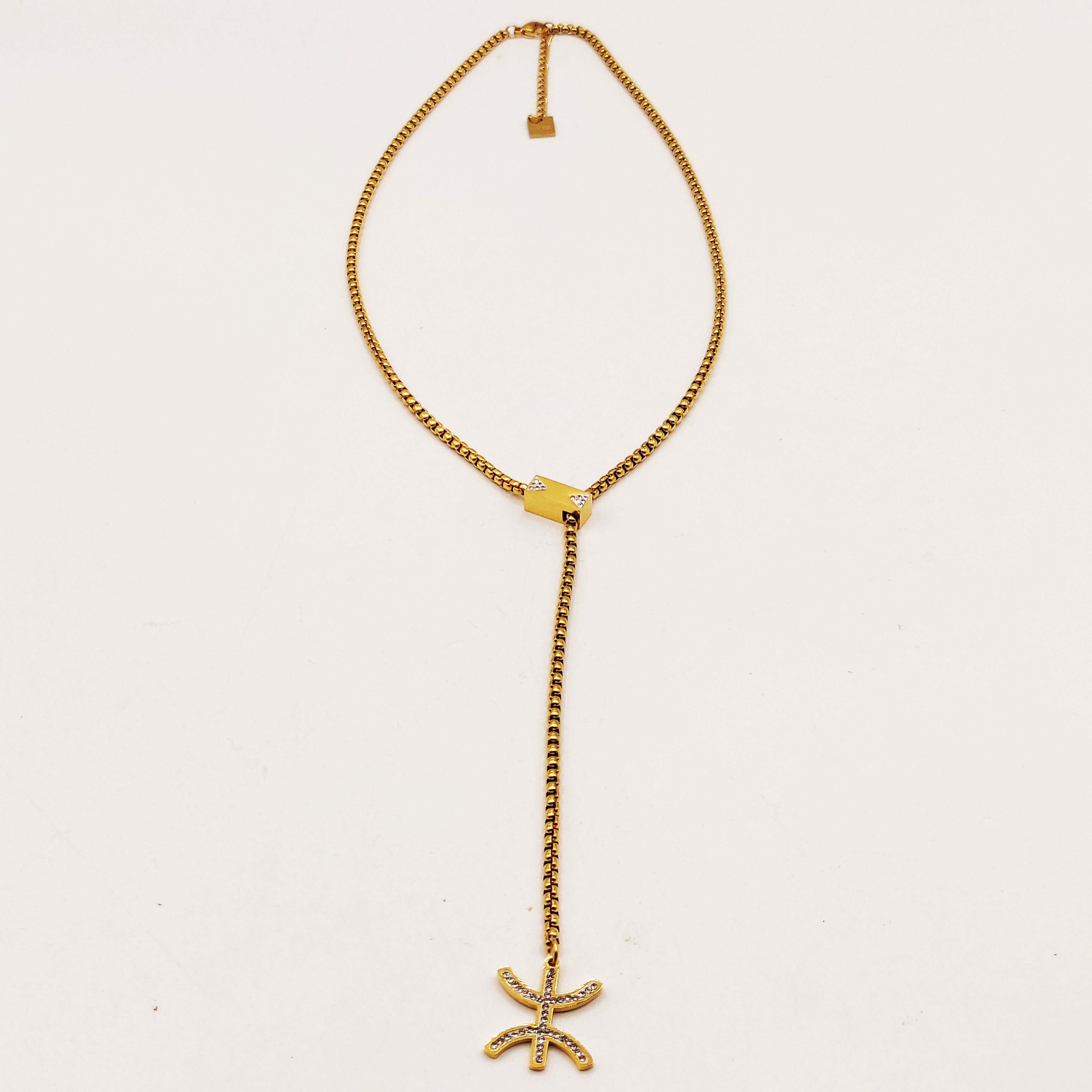 Collier Chaîne Arrondie Amazigh Cristaux Descendant