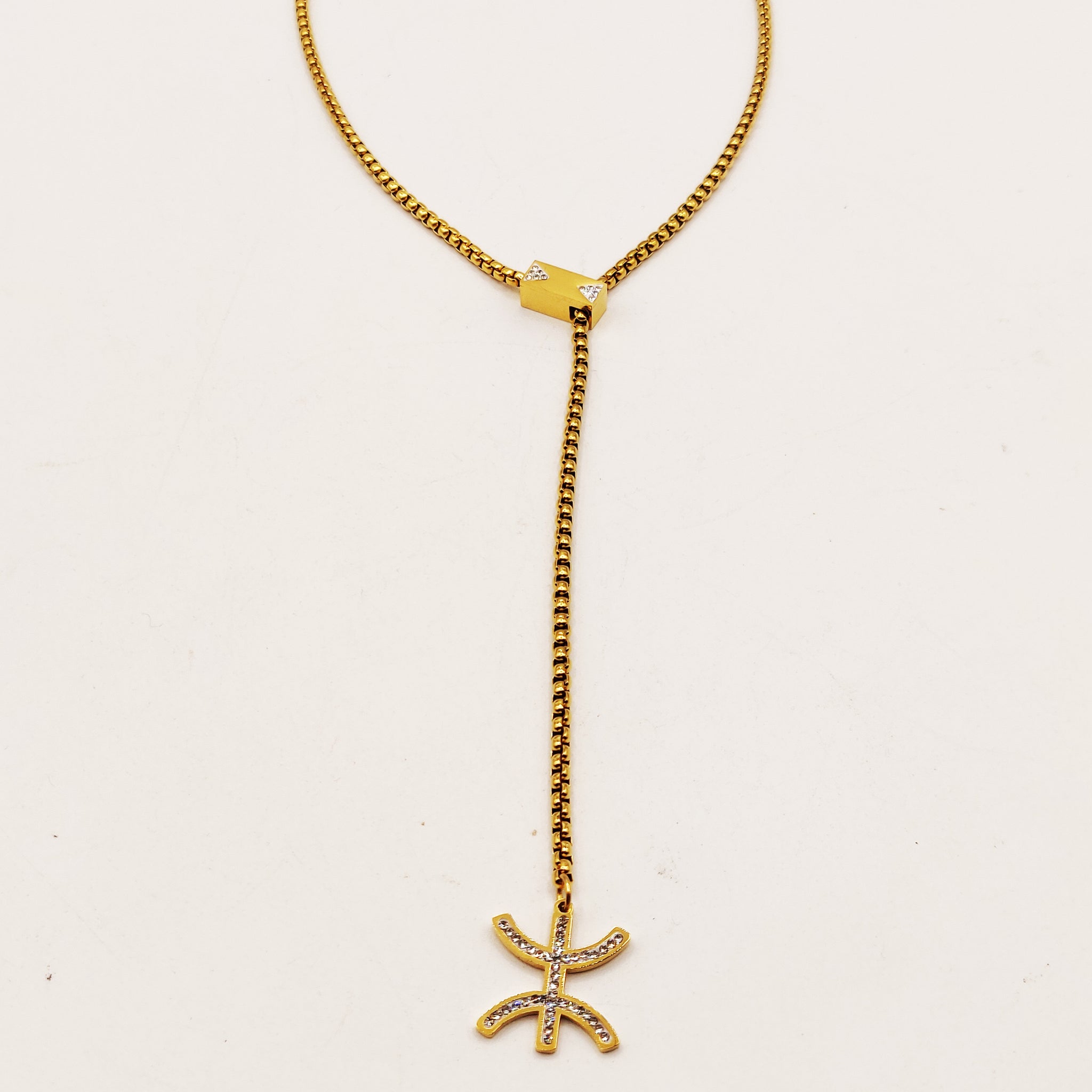 Collier Chaîne Arrondie Amazigh Cristaux Descendant