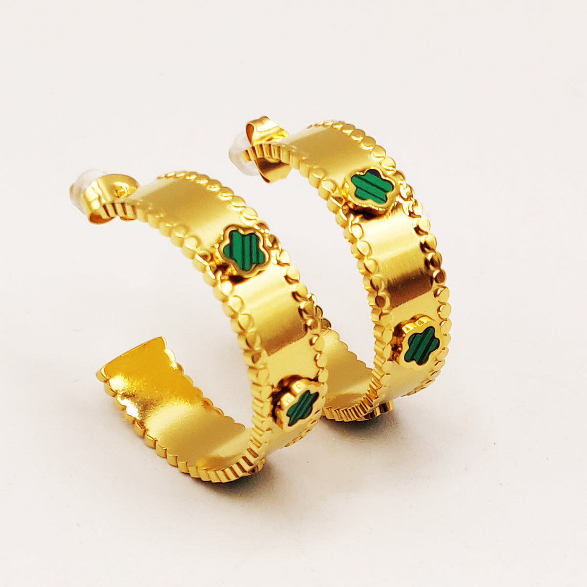 Boucles d'oreilles Multi Marguerites Vertes Luxe