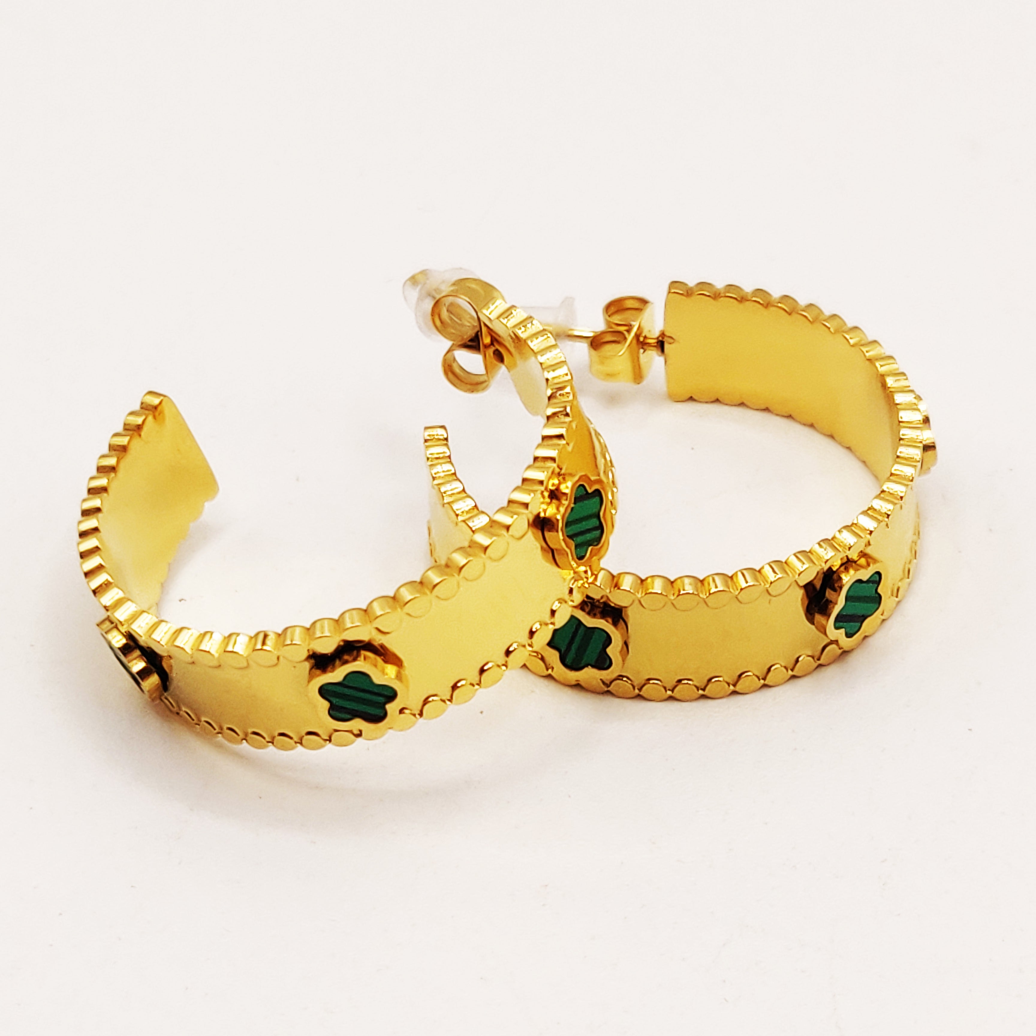 Boucles d'oreilles Multi Marguerites Vertes Luxe