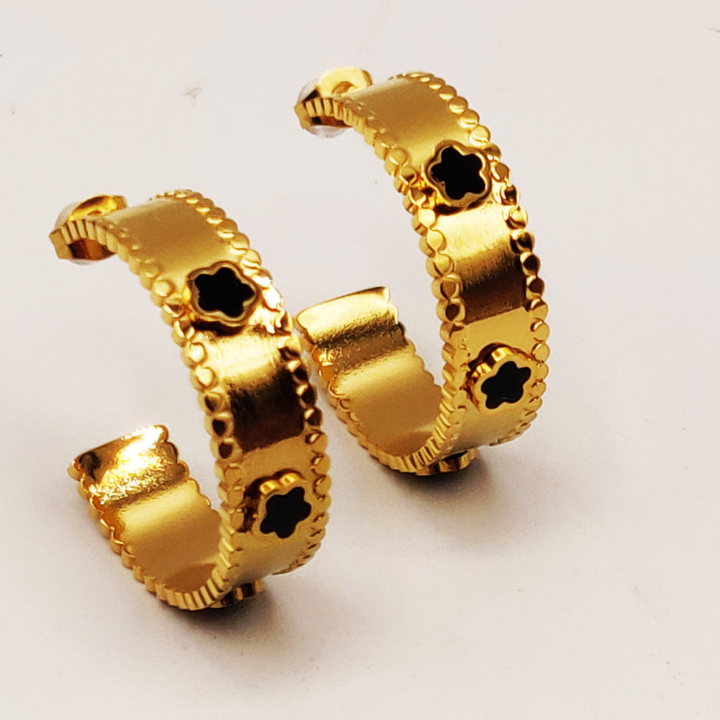 Boucles d'oreilles Multi Marguerites Noires Luxe