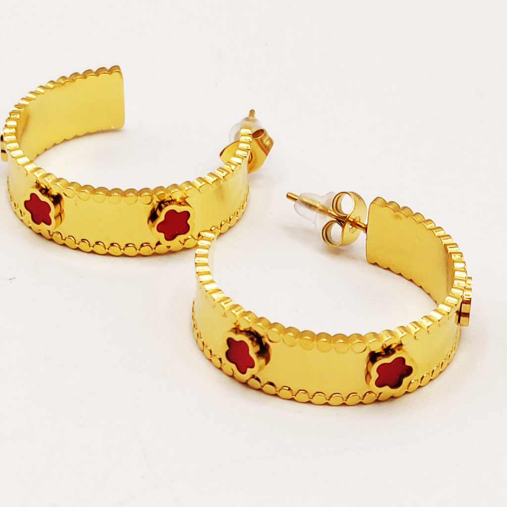 Boucles d'oreilles Multi Marguerites Rouges Luxe