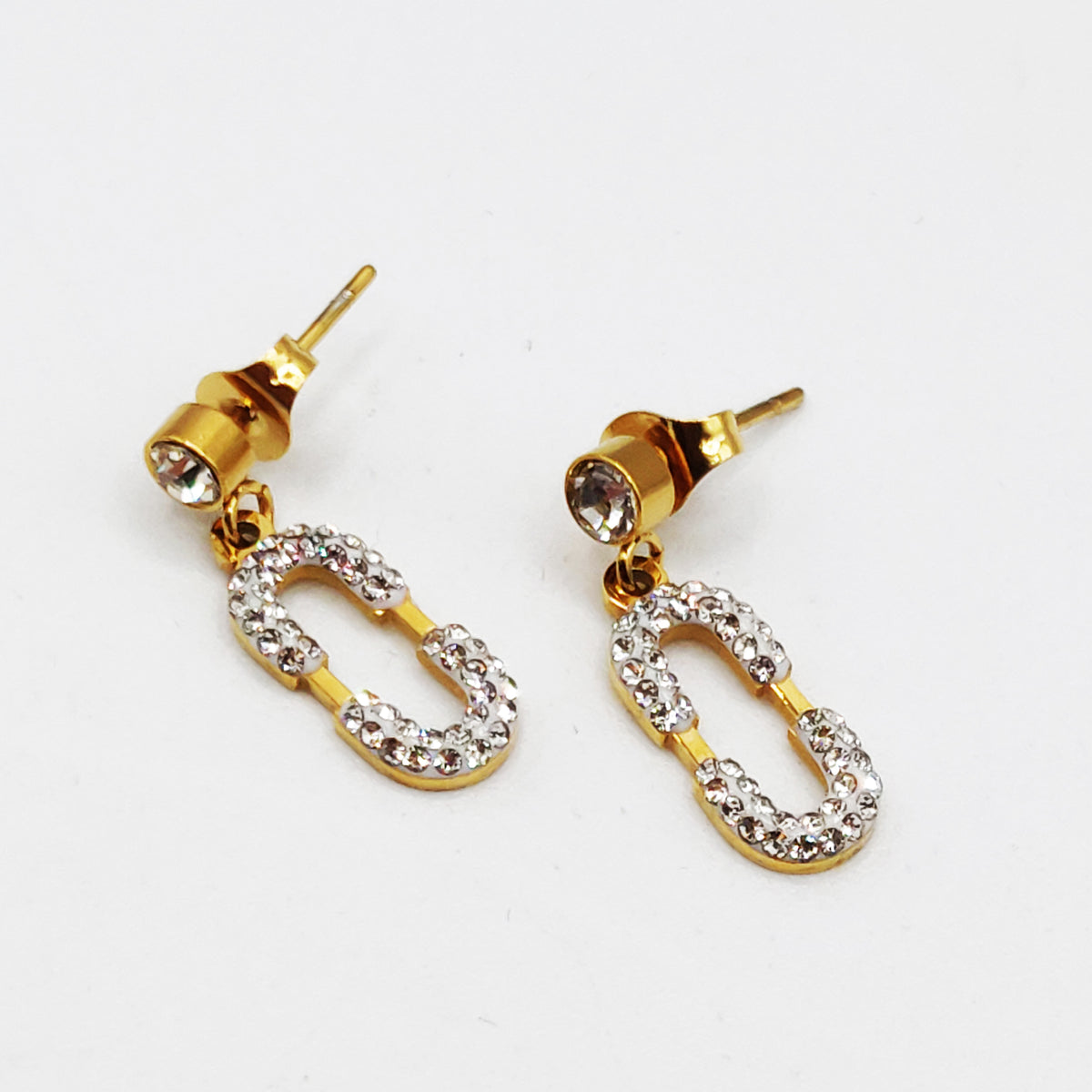 Boucles d'oreilles Cristaux et Double U Luxe