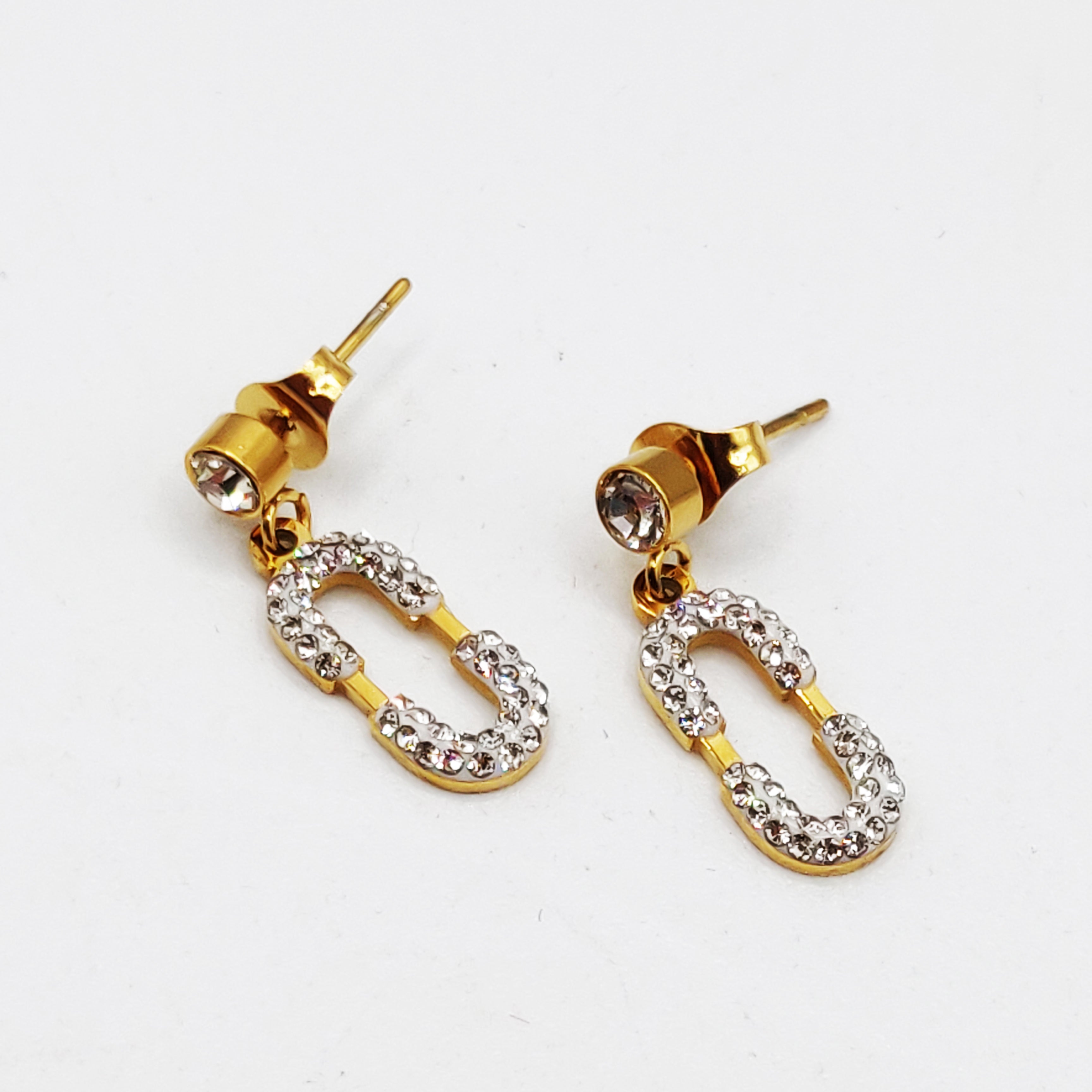 Boucles d'oreilles Cristaux et Double U Luxe