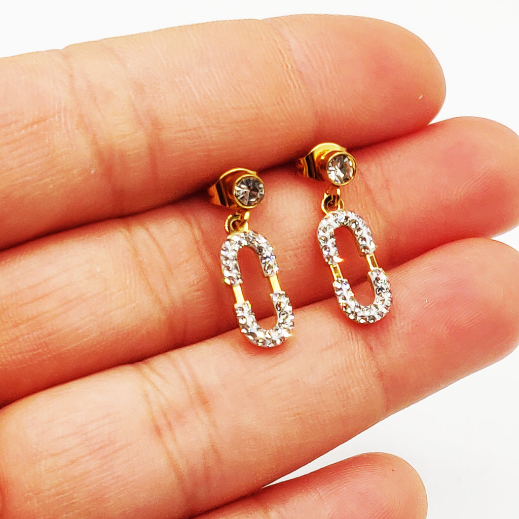 Boucles d'oreilles Cristaux et Double U Luxe
