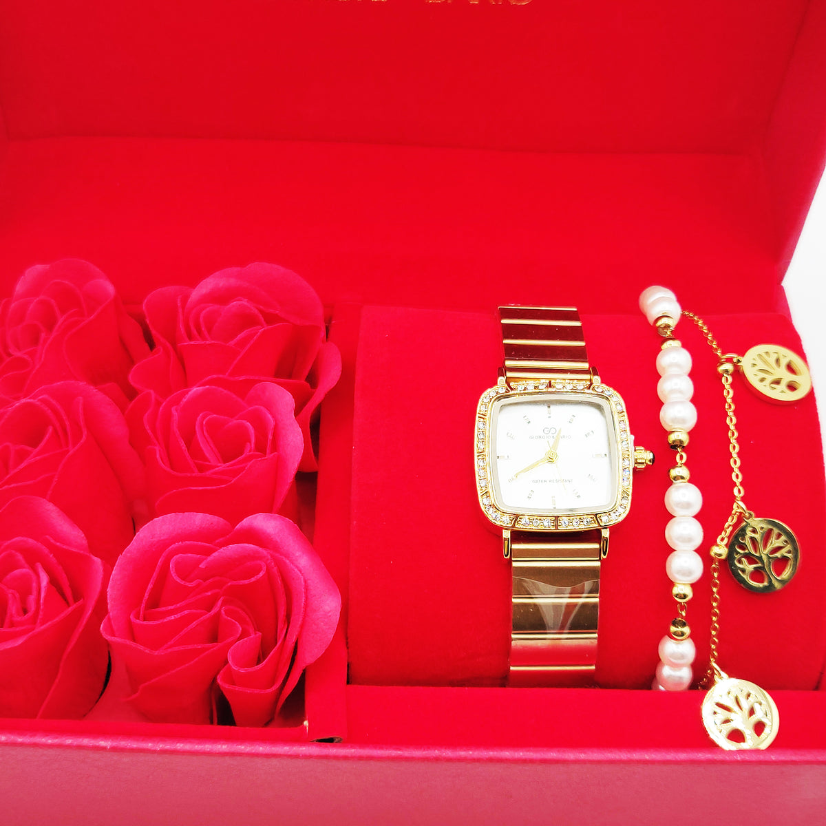Coffret Cadeau Montre Giorgio & Dario GDM5240 Fond Blanc avec Bracelet Double Eden et Perles d'imitation