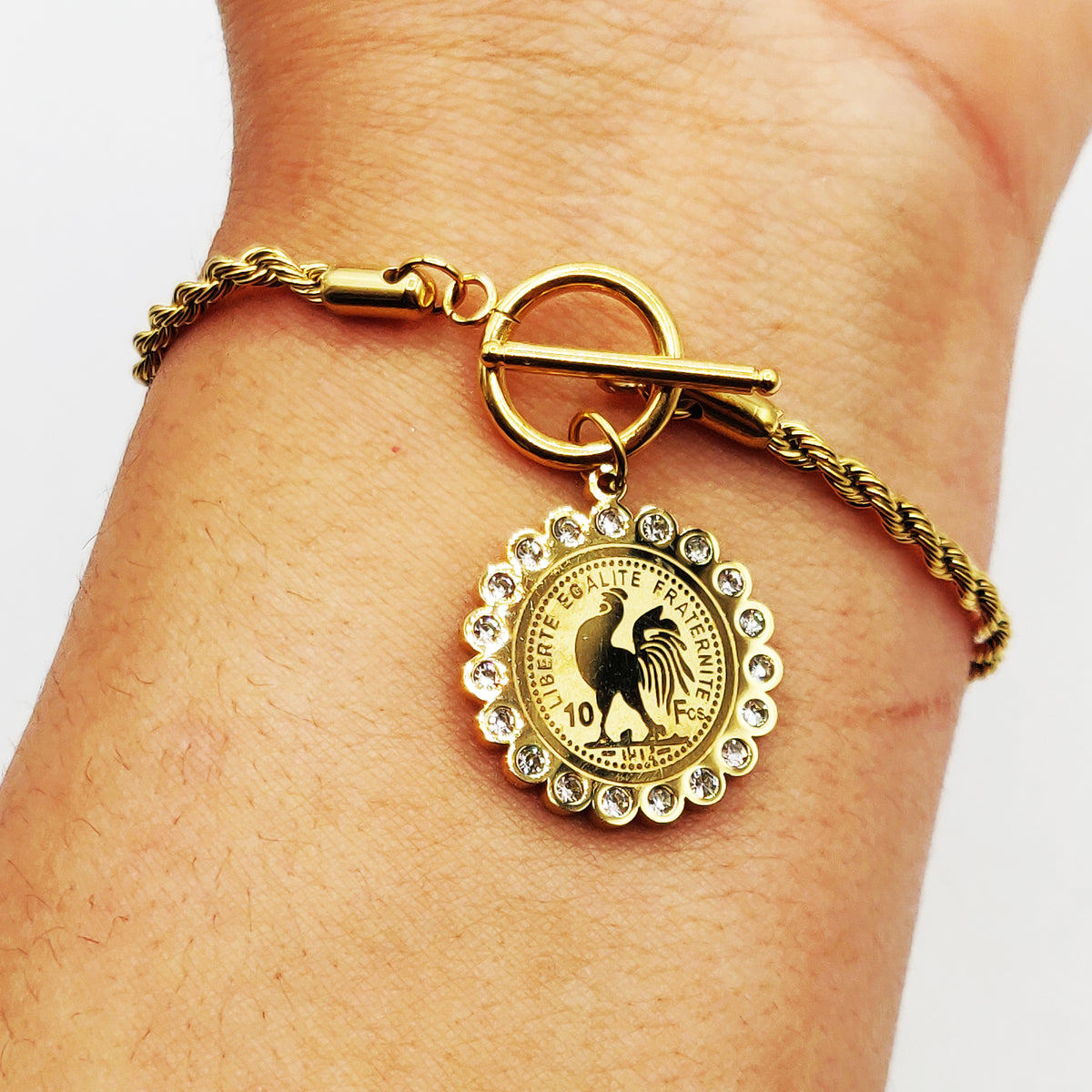 Bracelet Torsade Multi Lignes Louise Coq Luxe Tour Cristaux