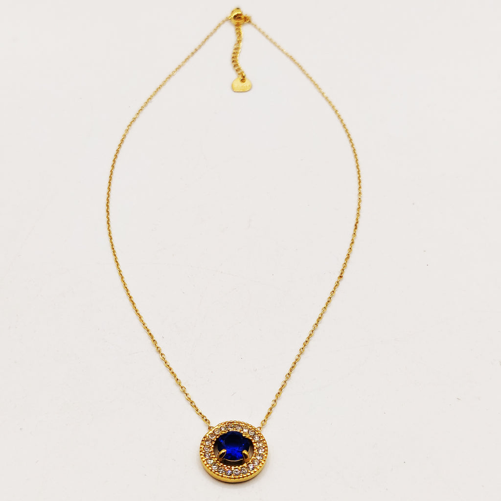 Collier Cercle Cristal Bleu Tour Cristaux