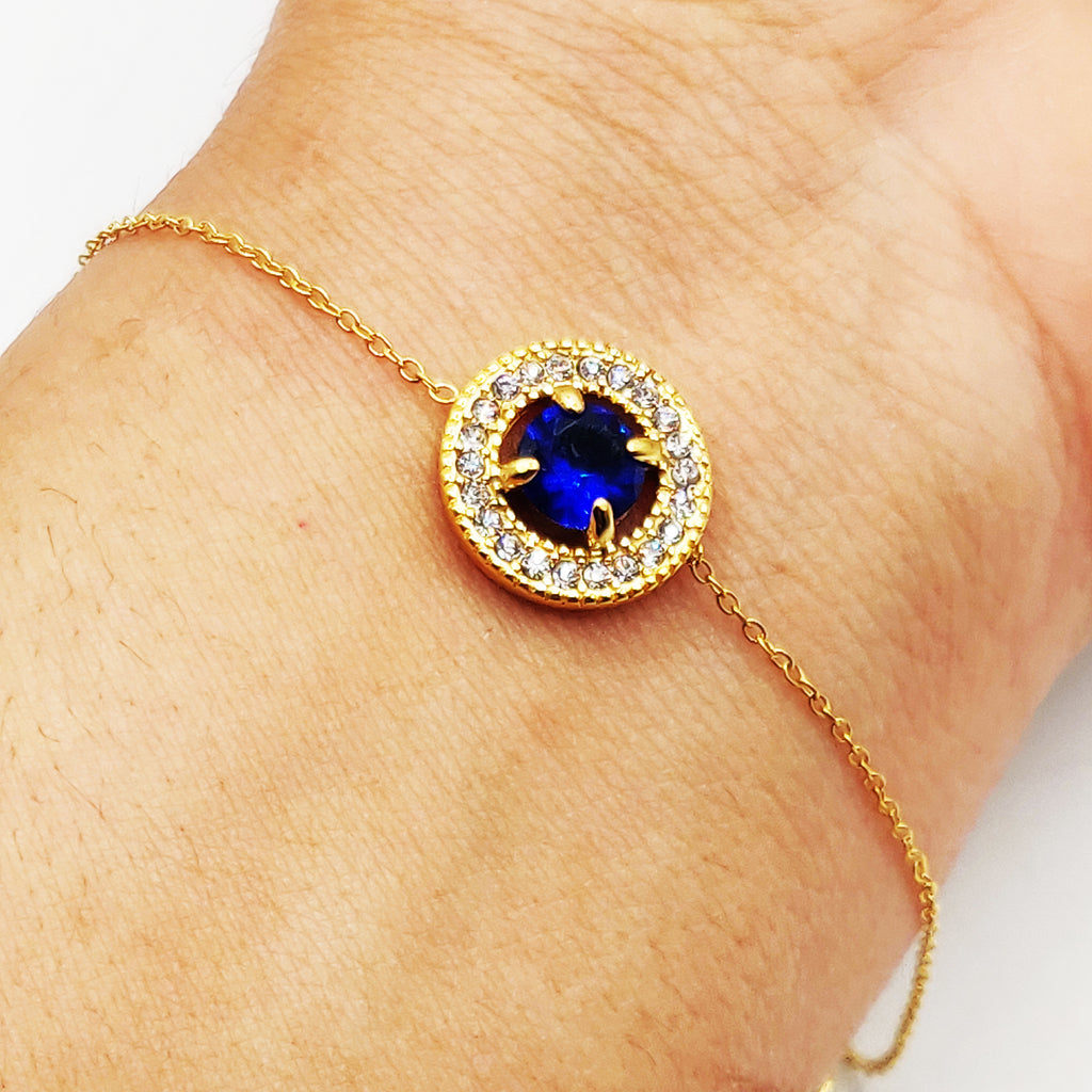 Bracelet Cercle Cristal Bleu Tour Cristaux
