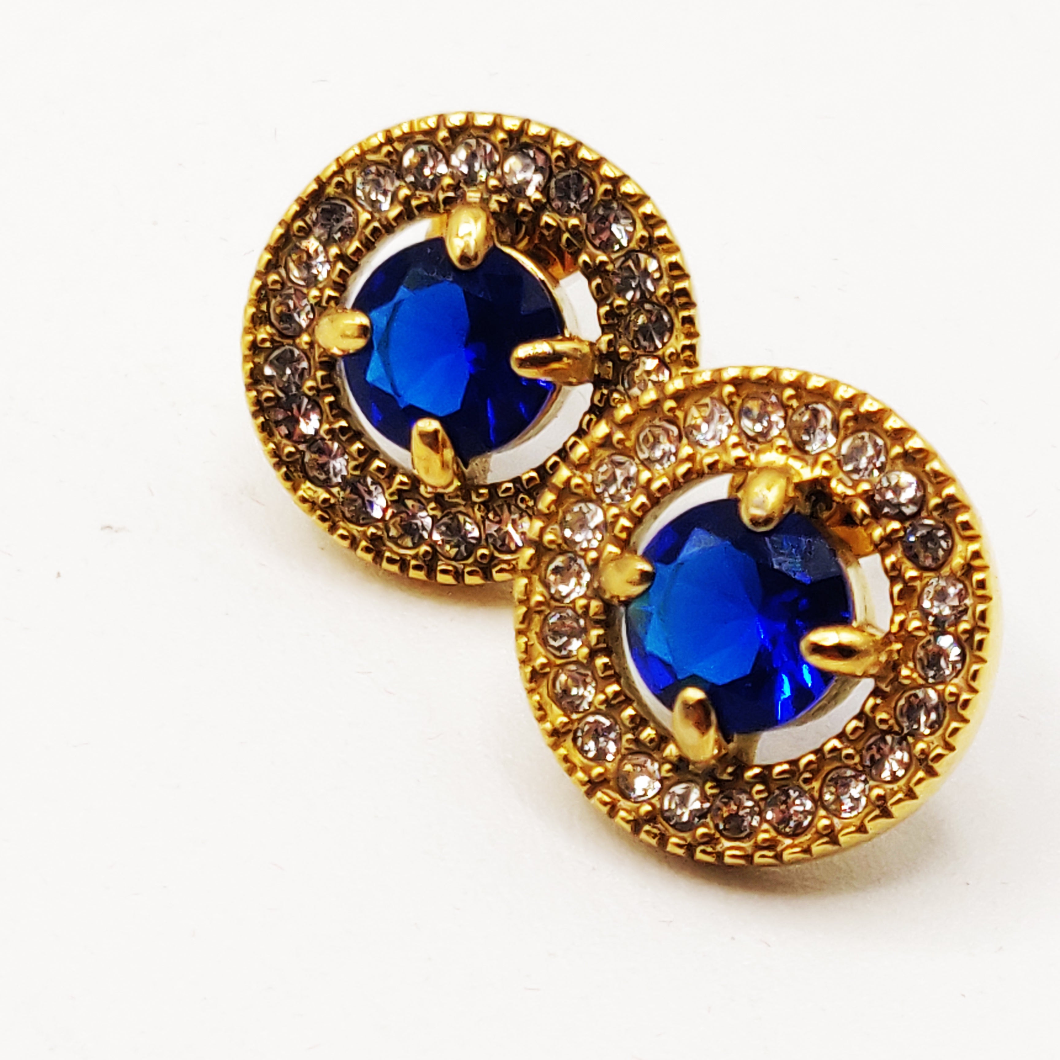 Boucles d'oreilles Cercle Cristal Bleu Tour Cristaux