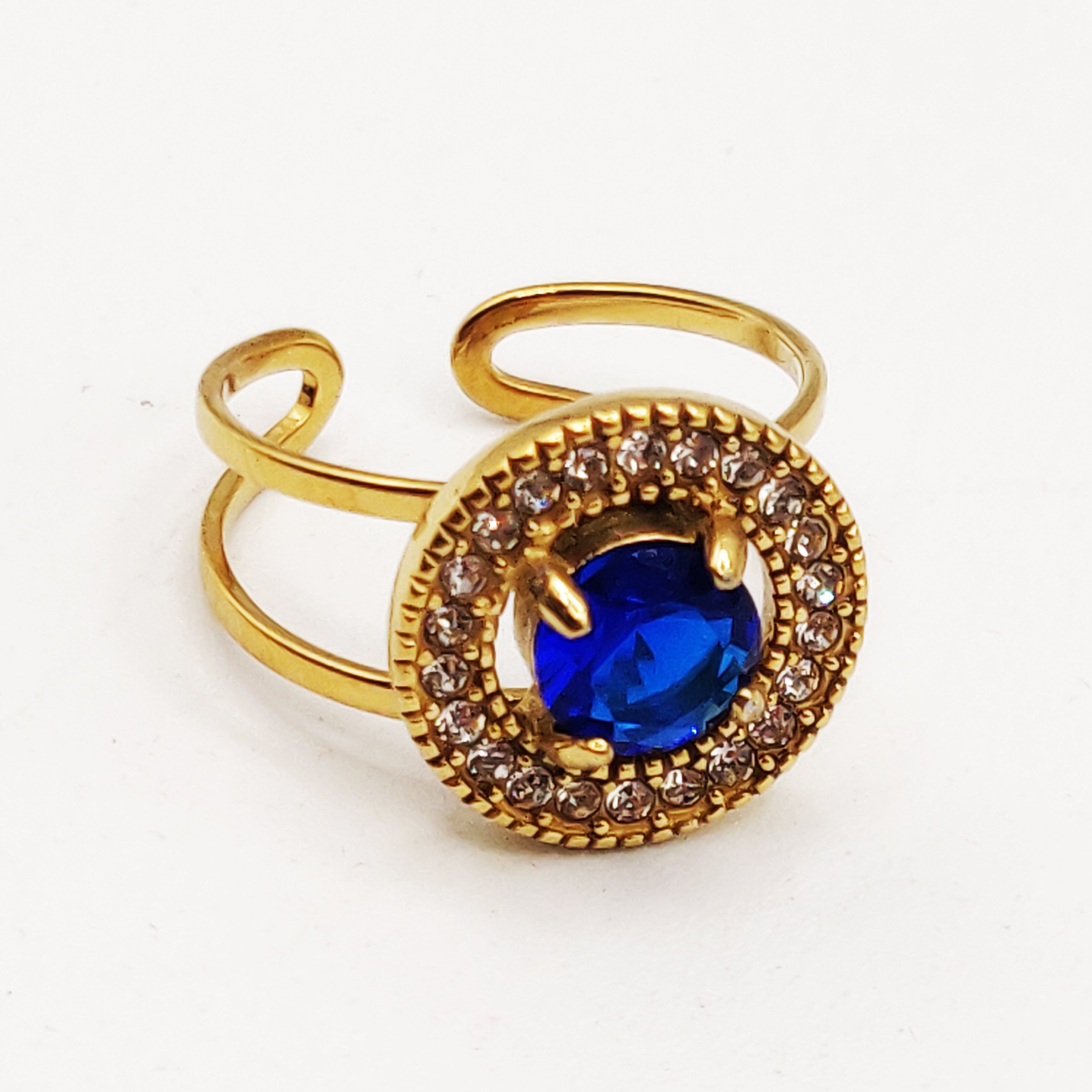 Bague Cercle Cristal Bleu Tour Cristaux
