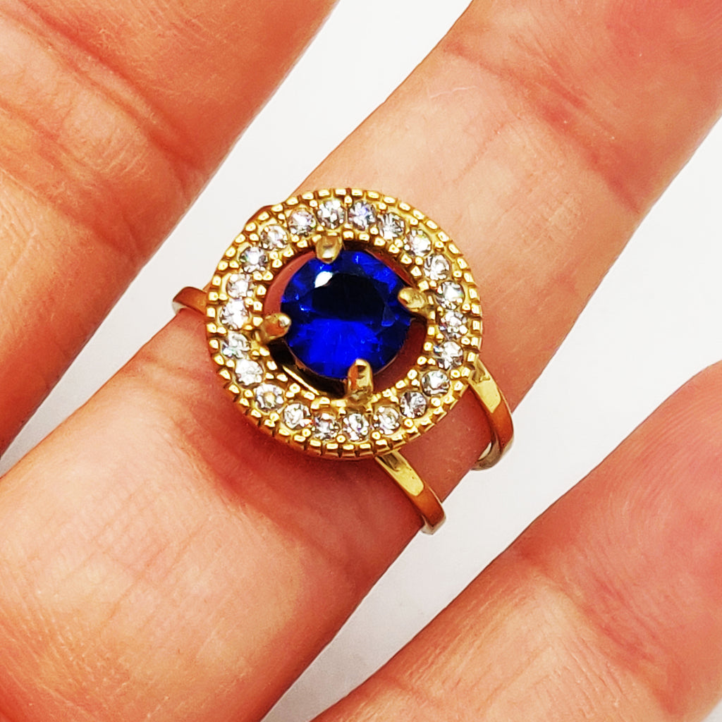 Bague Cercle Cristal Bleu Tour Cristaux