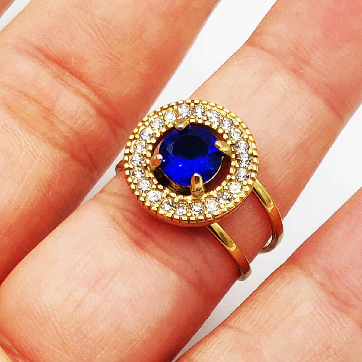 Bague Cercle Cristal Bleu Tour Cristaux