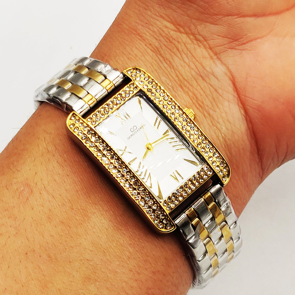 Montre Giorgio & Dario EU4599 Fond Blanc Bracelet Argenté et Doré