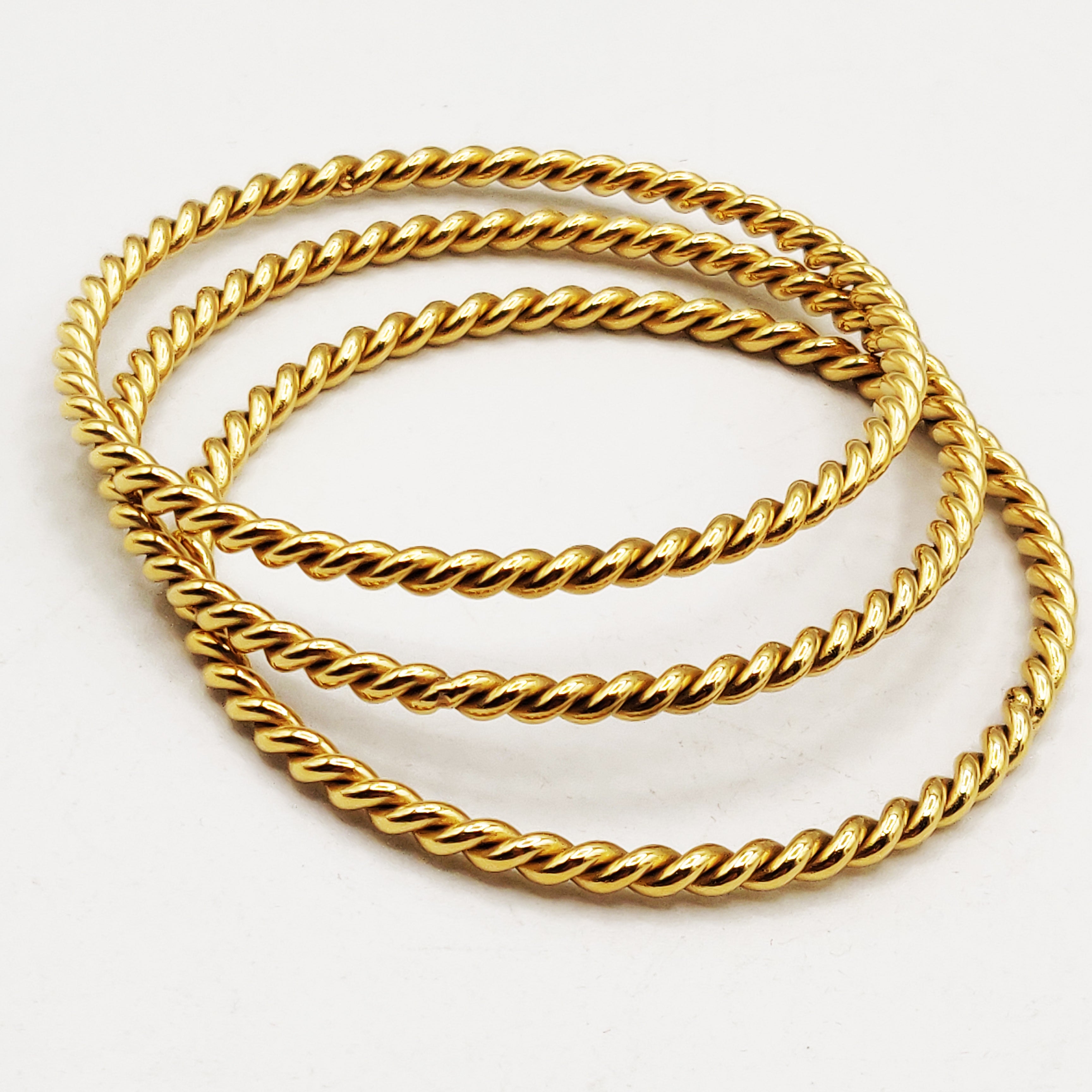 Trio de Bracelets Rigides Torsade Luxe
