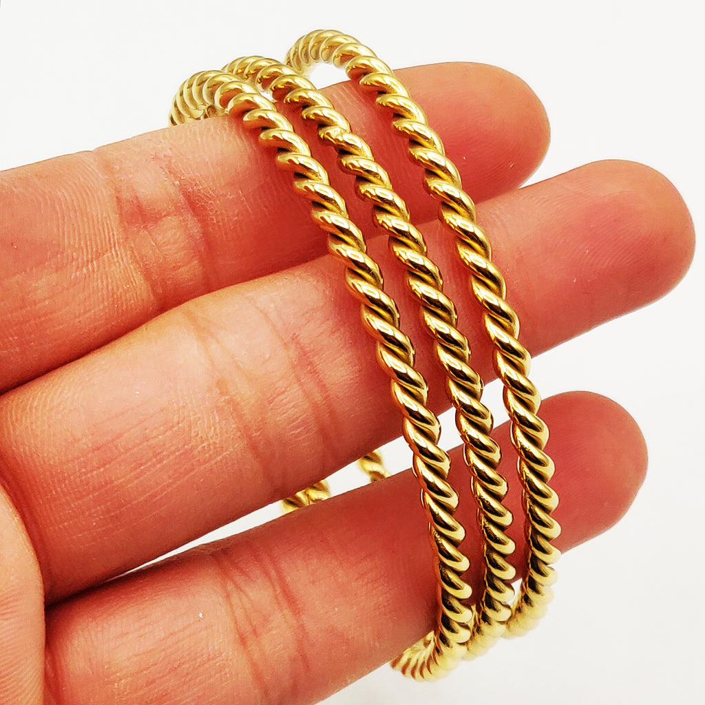 Trio de Bracelets Rigides Torsade Luxe