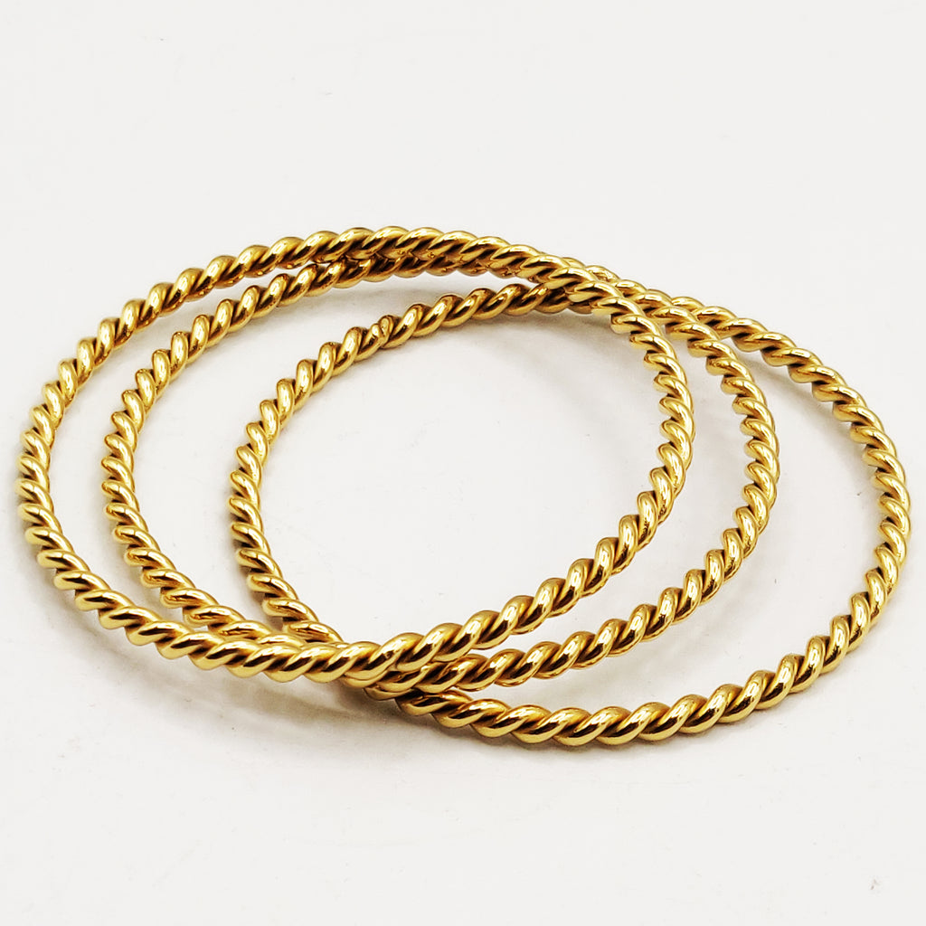 Trio de Bracelets Rigides Torsade Luxe