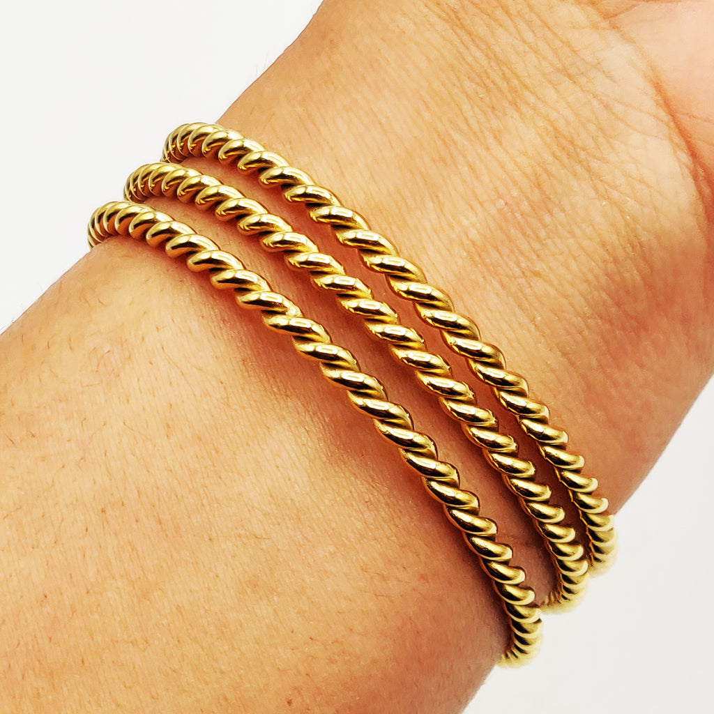 Trio de Bracelets Rigides Torsade Luxe
