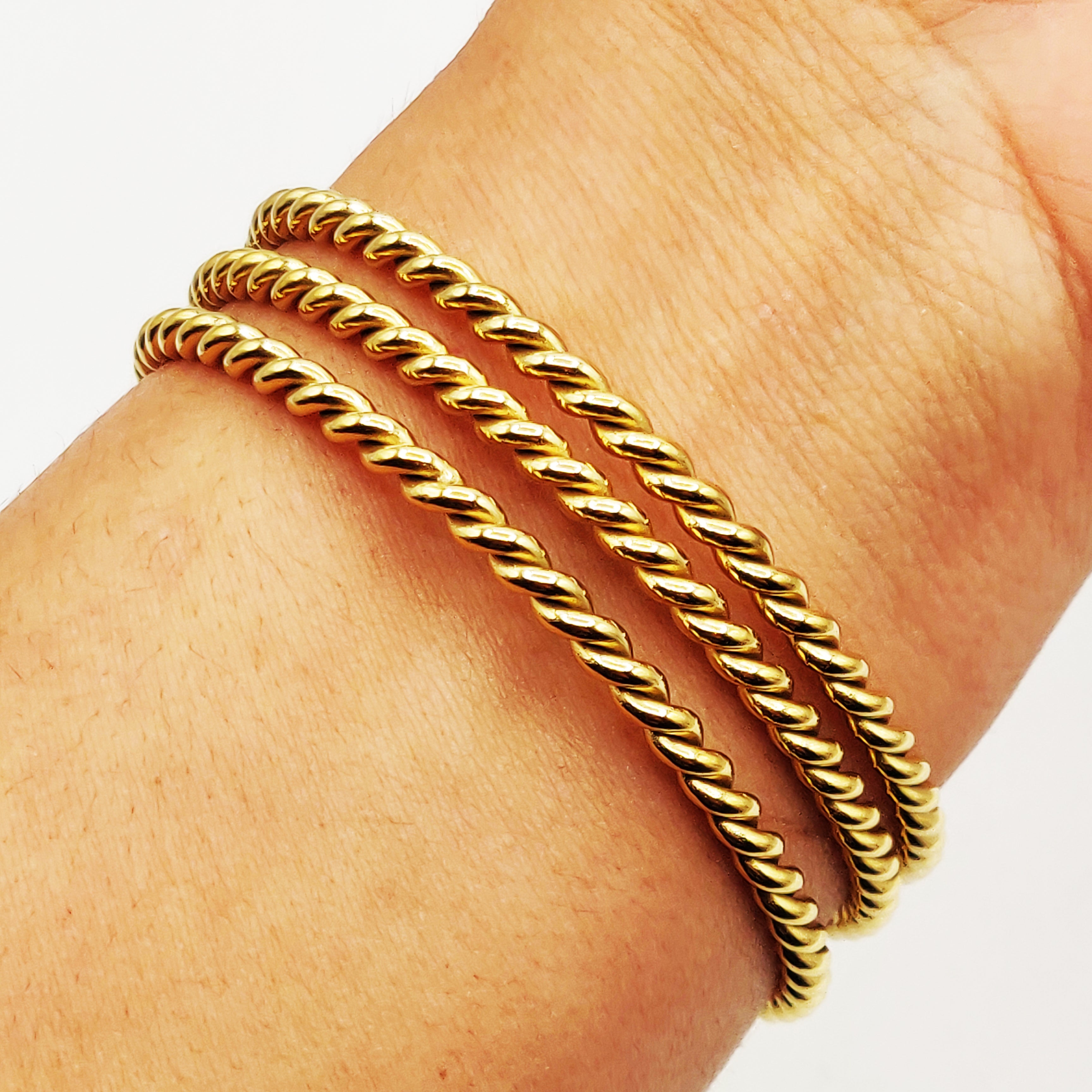 Trio de Bracelets Rigides Torsade Luxe