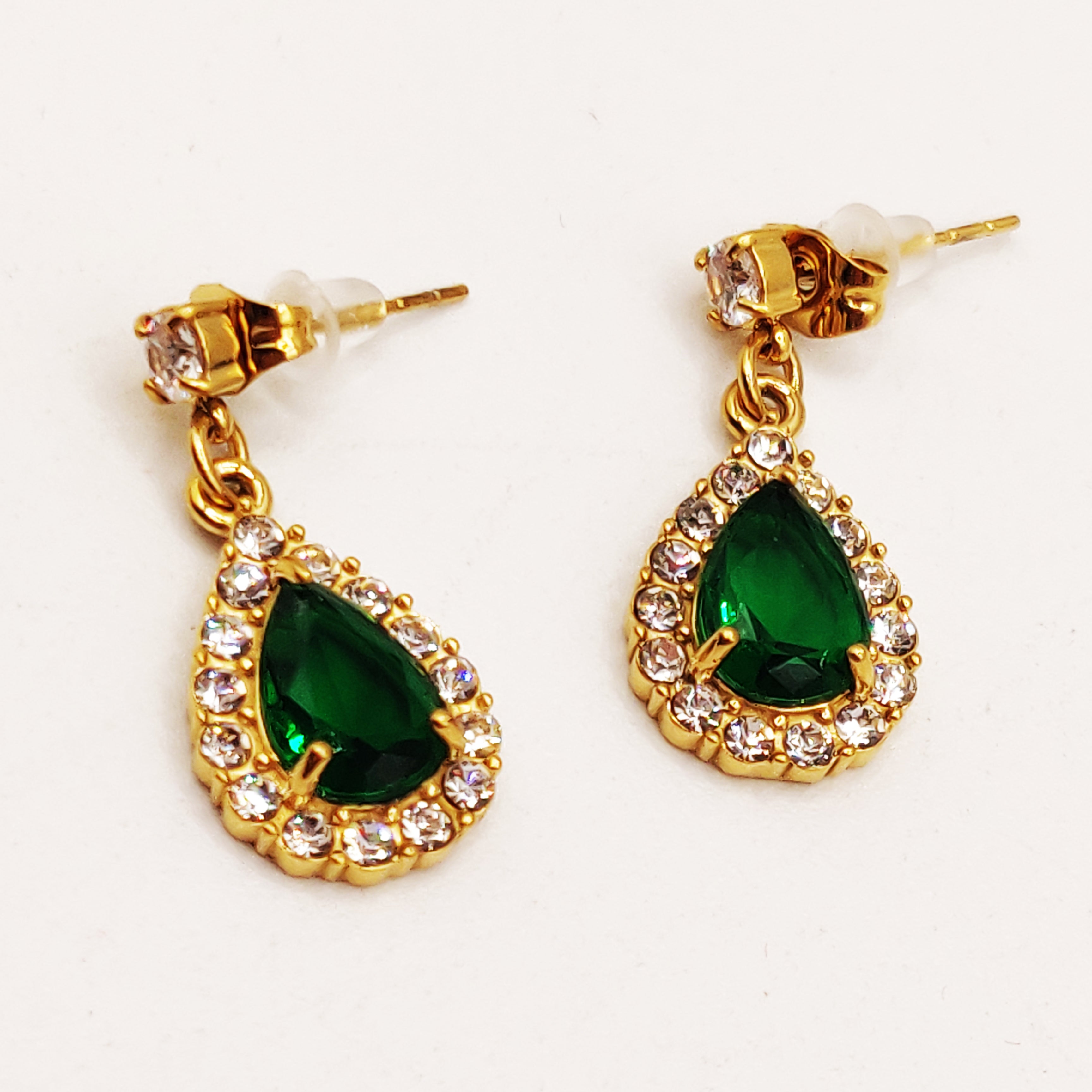 Boucles d'oreilles Pendentif Goutte Cristal Vert Luxe