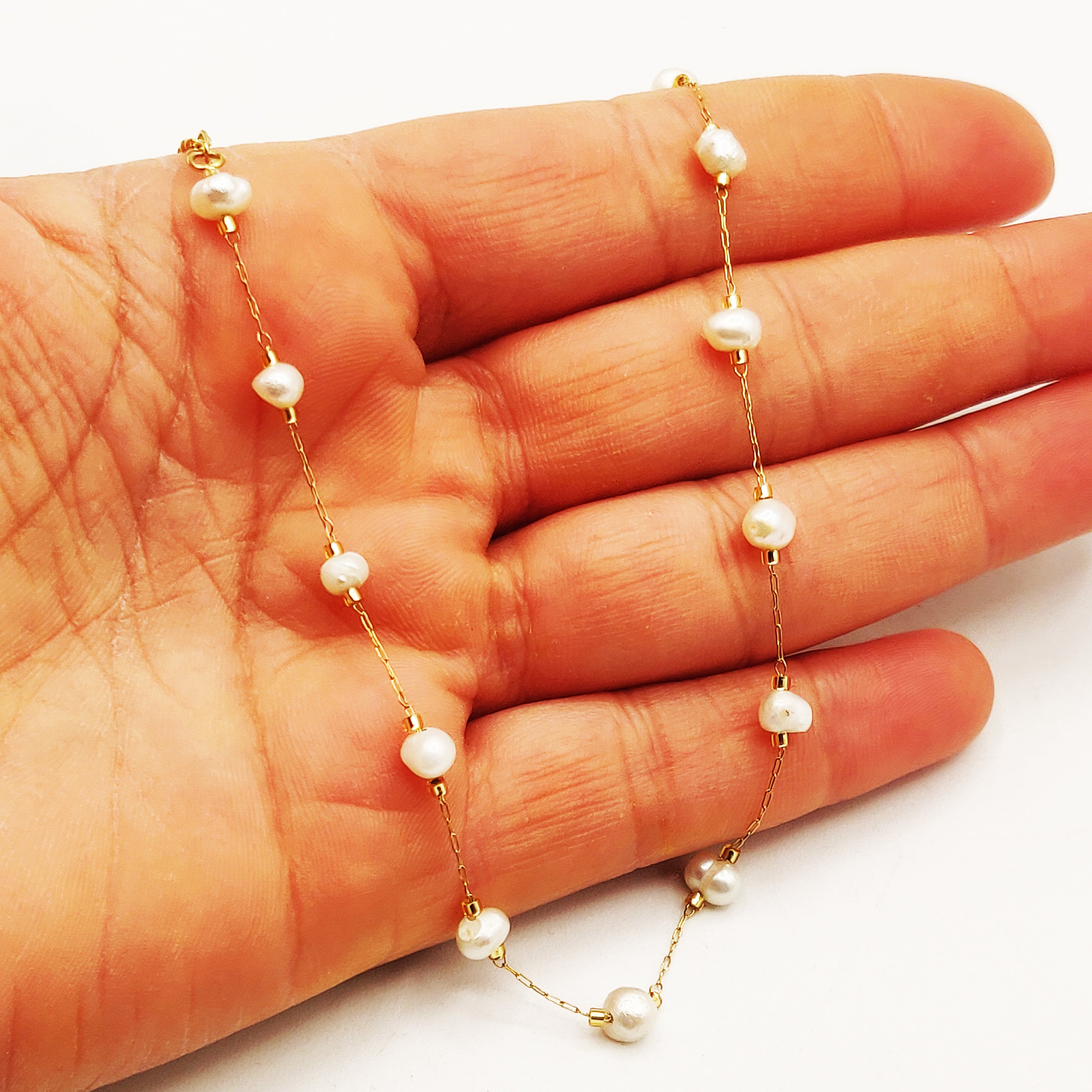 Chaîne de Cheville Multi Perles d'imitation Blanches