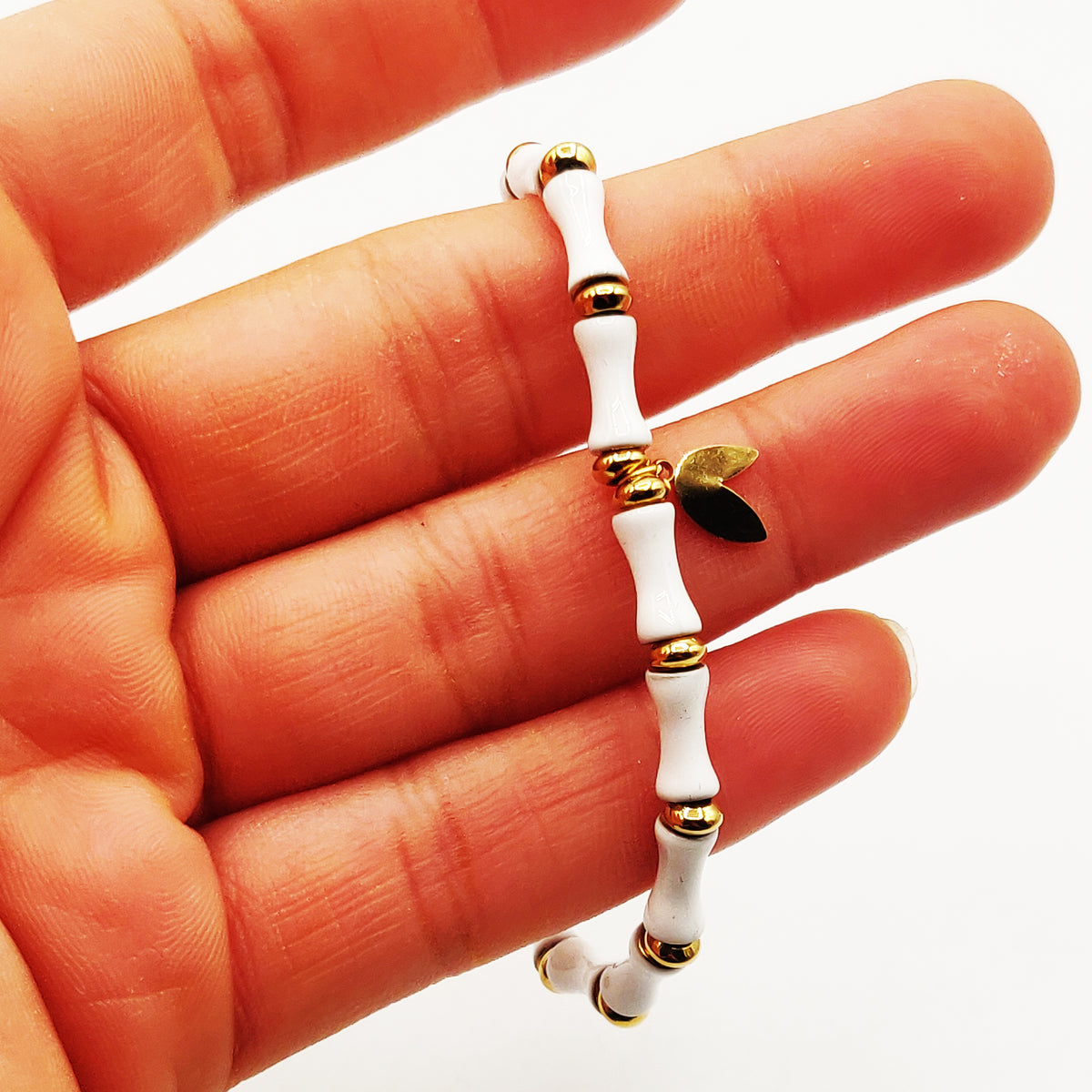 Bracelet Élastique Os Blancs Luxe