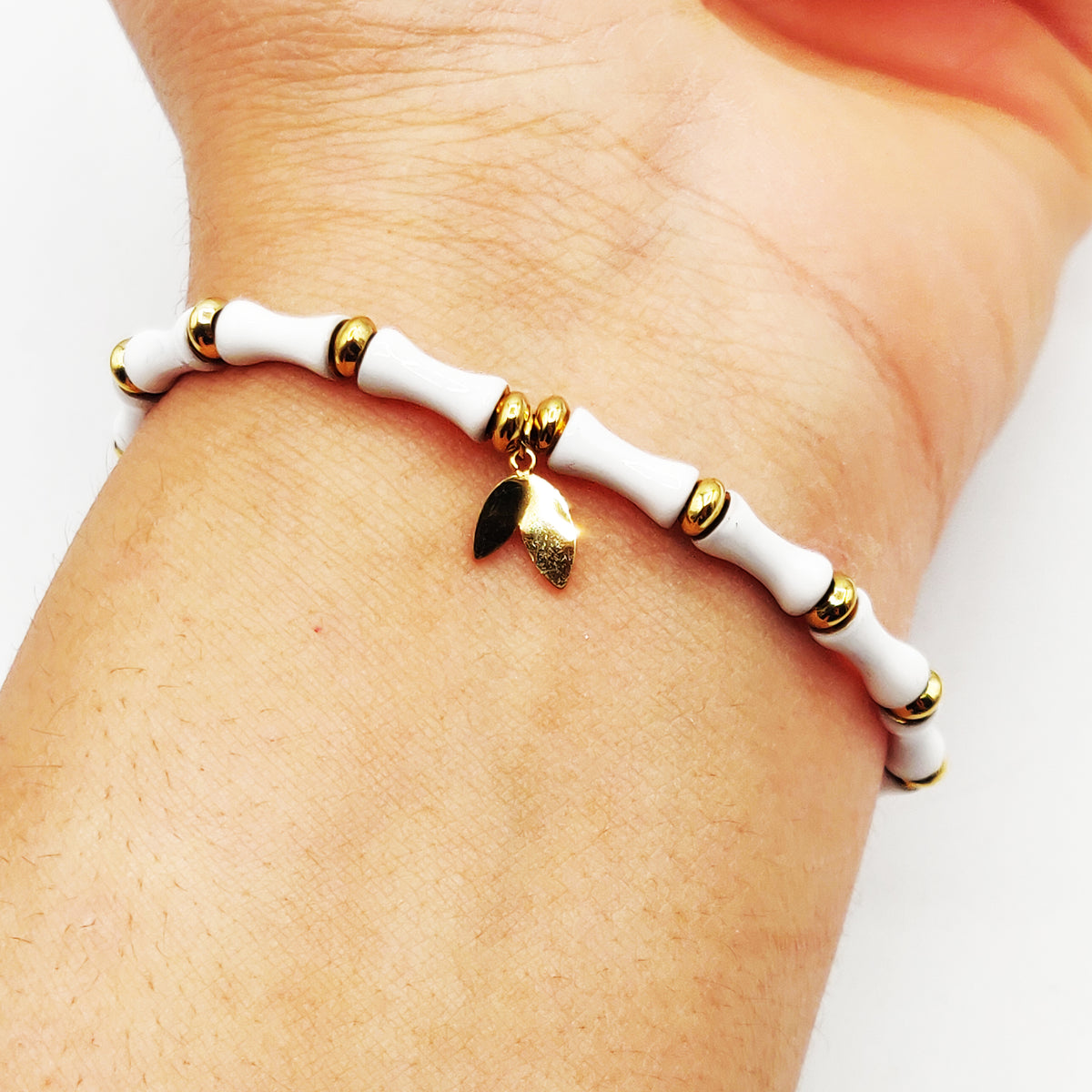 Bracelet Élastique Os Blancs Luxe