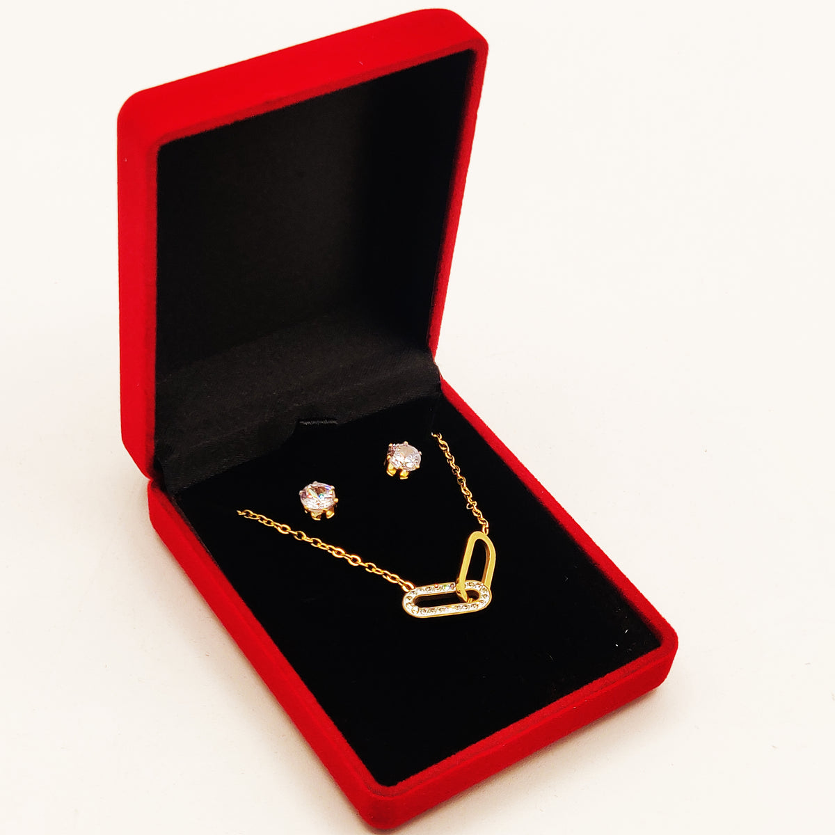 Coffret Collier et Boucles d'oreilles Double Ovales