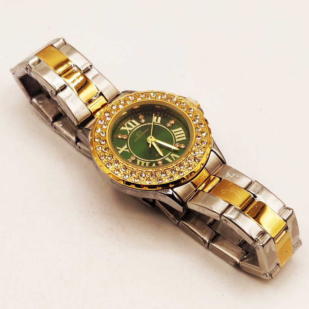 Montre Giorgio & Dario EU3873L Fond Vert Bracelet Argenté et Doré