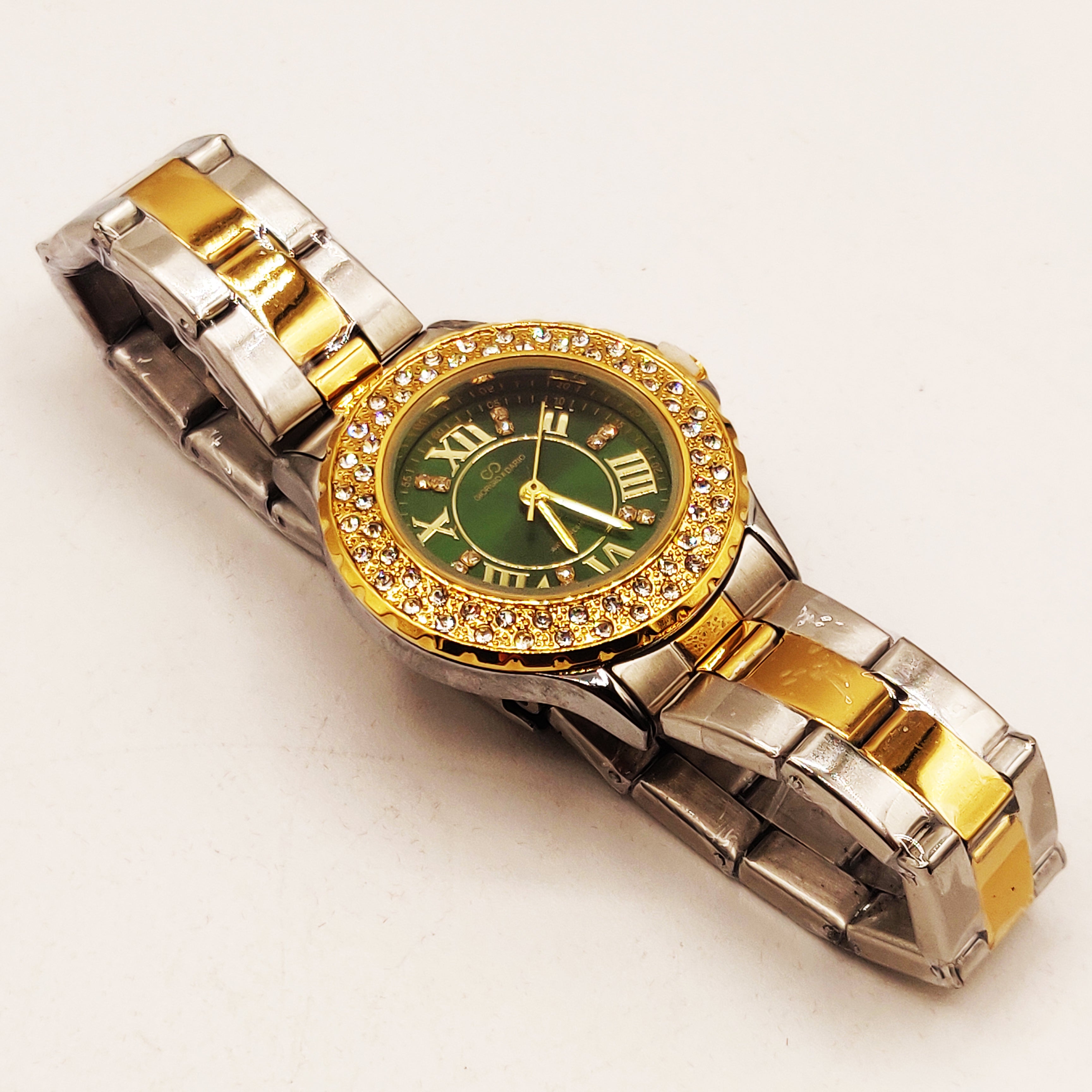 Montre Giorgio & Dario EU3873L Fond Vert Bracelet Argenté et Doré