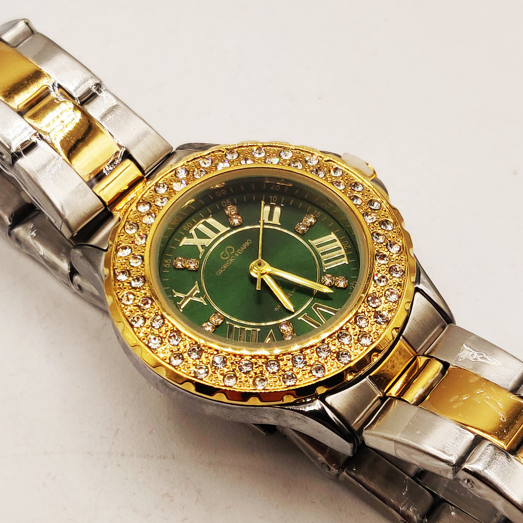 Montre Giorgio & Dario EU3873L Fond Vert Bracelet Argenté et Doré