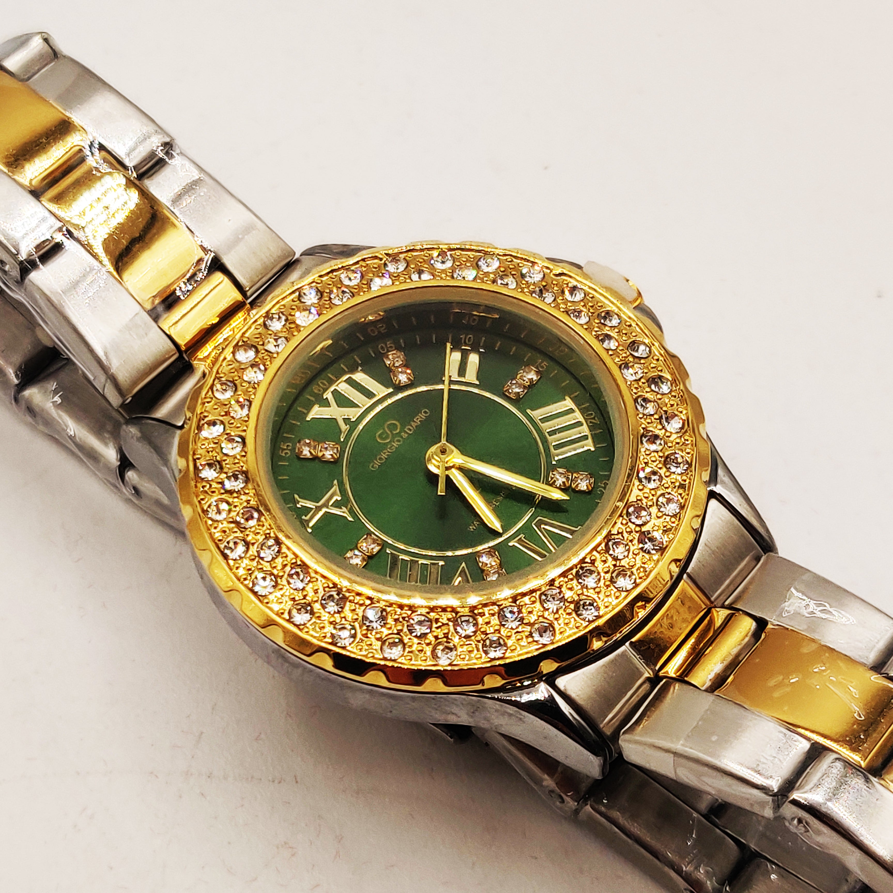 Montre Giorgio & Dario EU3873L Fond Vert Bracelet Argenté et Doré
