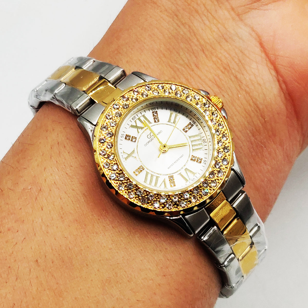 Montre Giorgio & Dario EU3873L Fond Blanc Bracelet Argenté et Doré