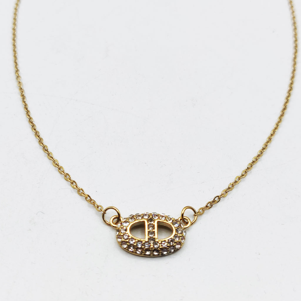 Collier Simple H Luxe Cristaux