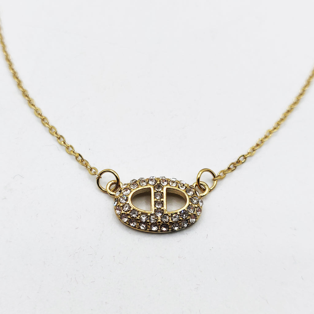 Collier Simple H Luxe Cristaux