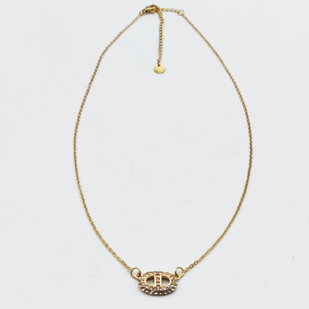 Collier Simple H Luxe Cristaux