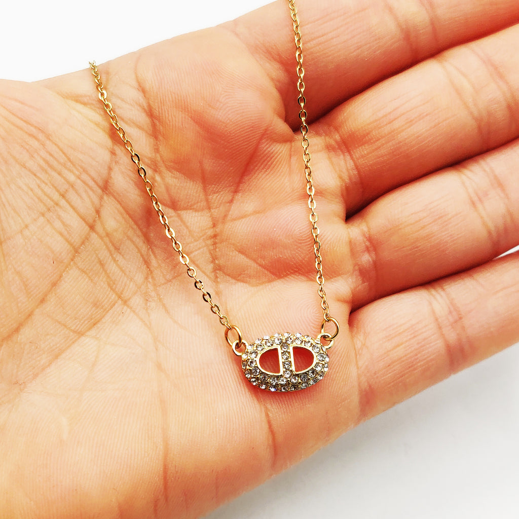 Collier Simple H Luxe Cristaux