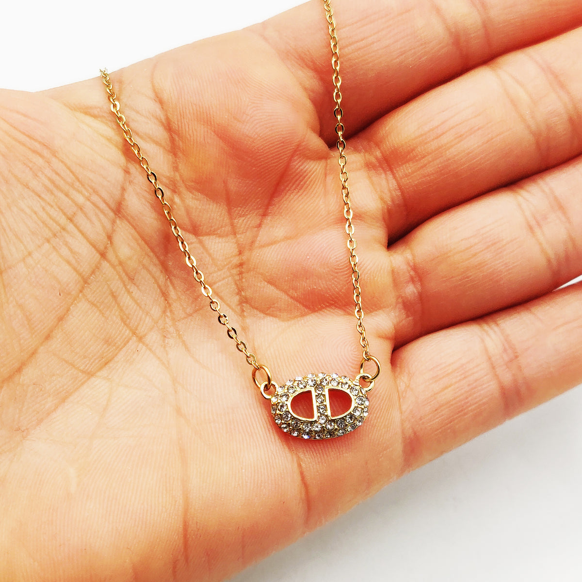 Collier Simple H Luxe Cristaux
