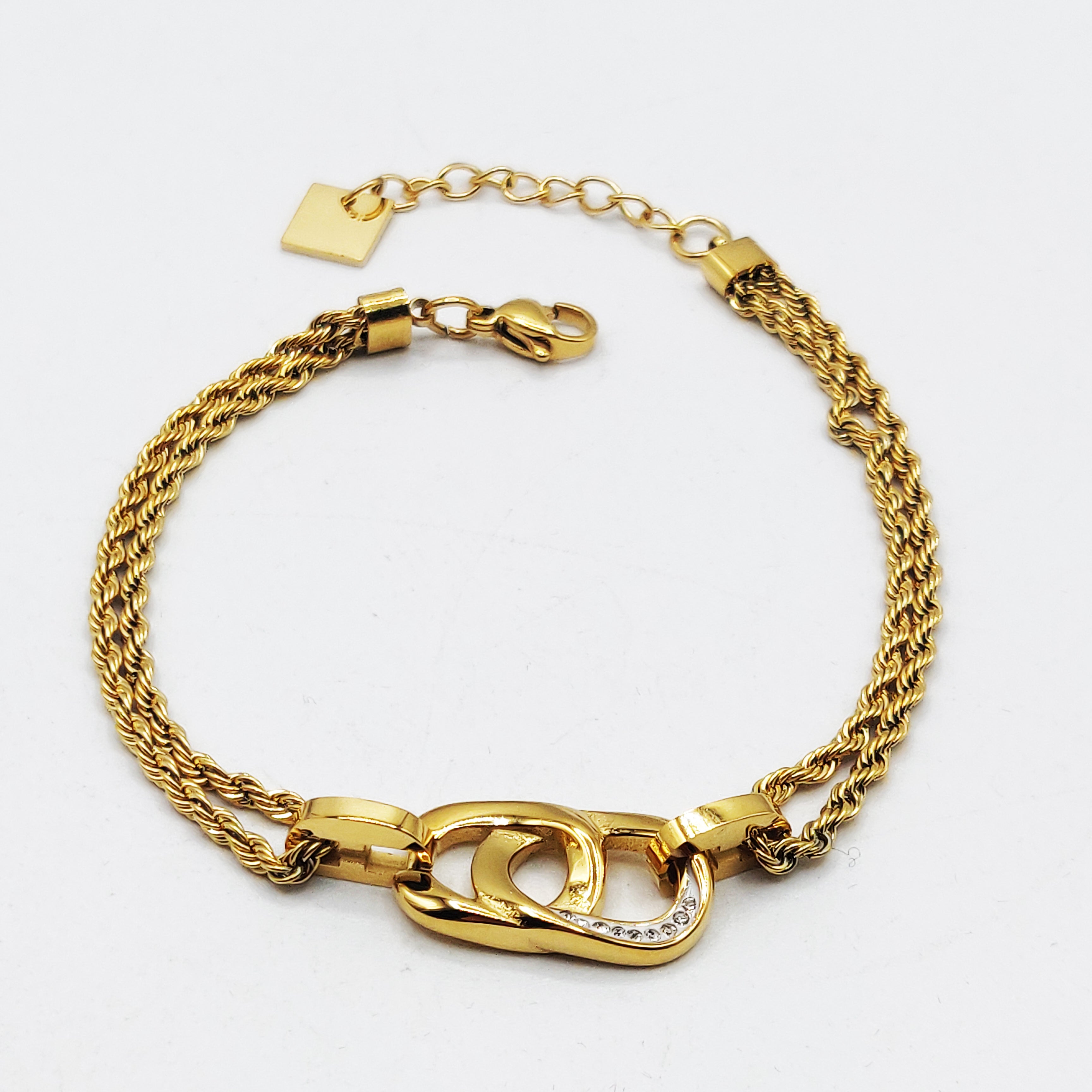 Bracelet Torsade Pendentif Double C Luxe